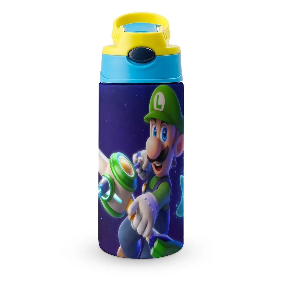 Luigi's Mansion Shot Kid's Insulated Water Bottle With Straw Vacuum Stainless Steel Cup Leak-Proof Children Toddler Thermoses