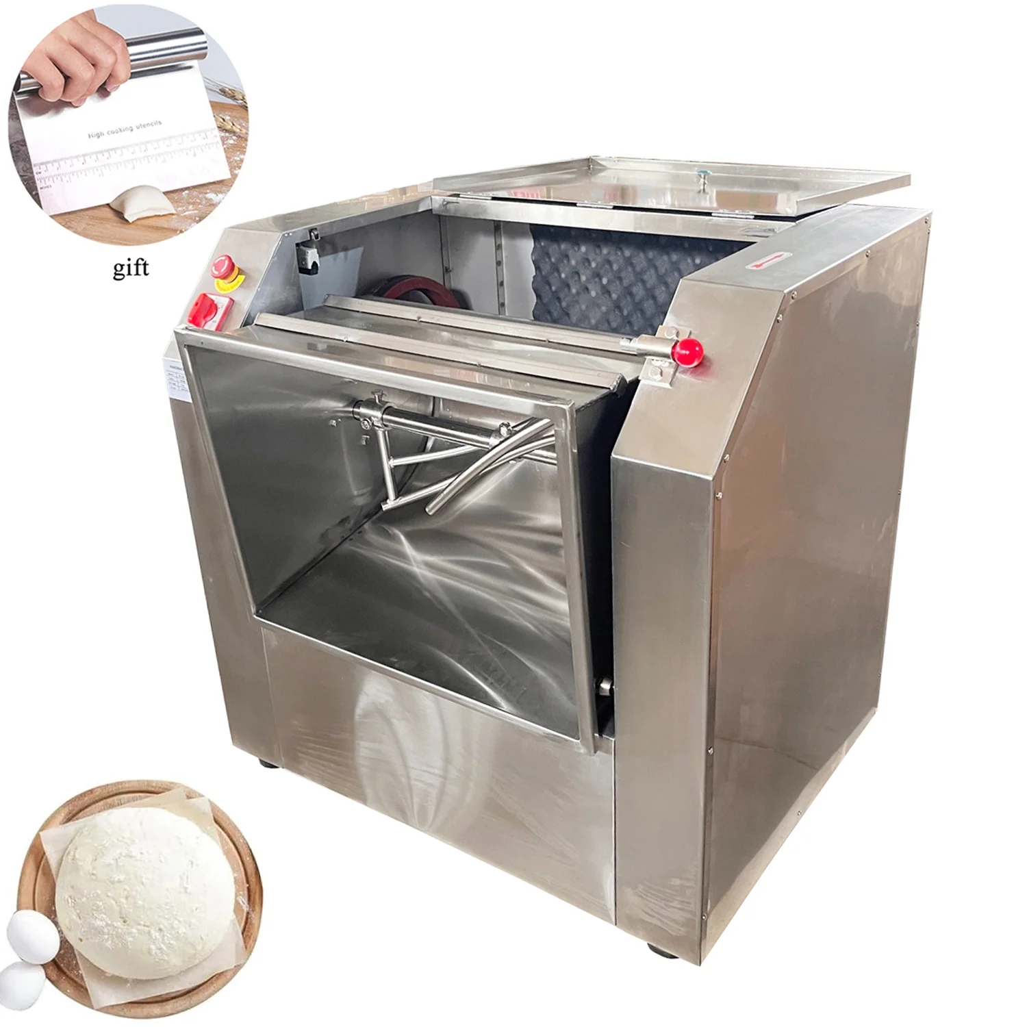 INTBUYING Commercial 50kg Electric Dough Mixer with Dough Knife for Dough Mixing Kneading