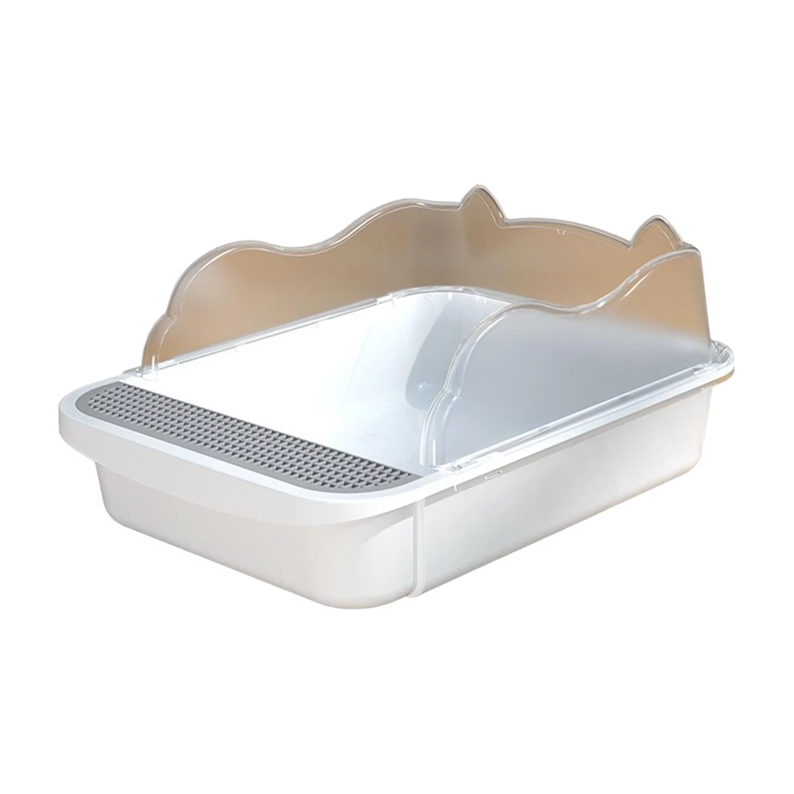 Cat Kitty Litter Pan, Open Top Pet Litter Tray, Cat Bedpan, Cat Sandbox, Semi Closed Cat Sand Basin, Splashproof Cat Toilet L