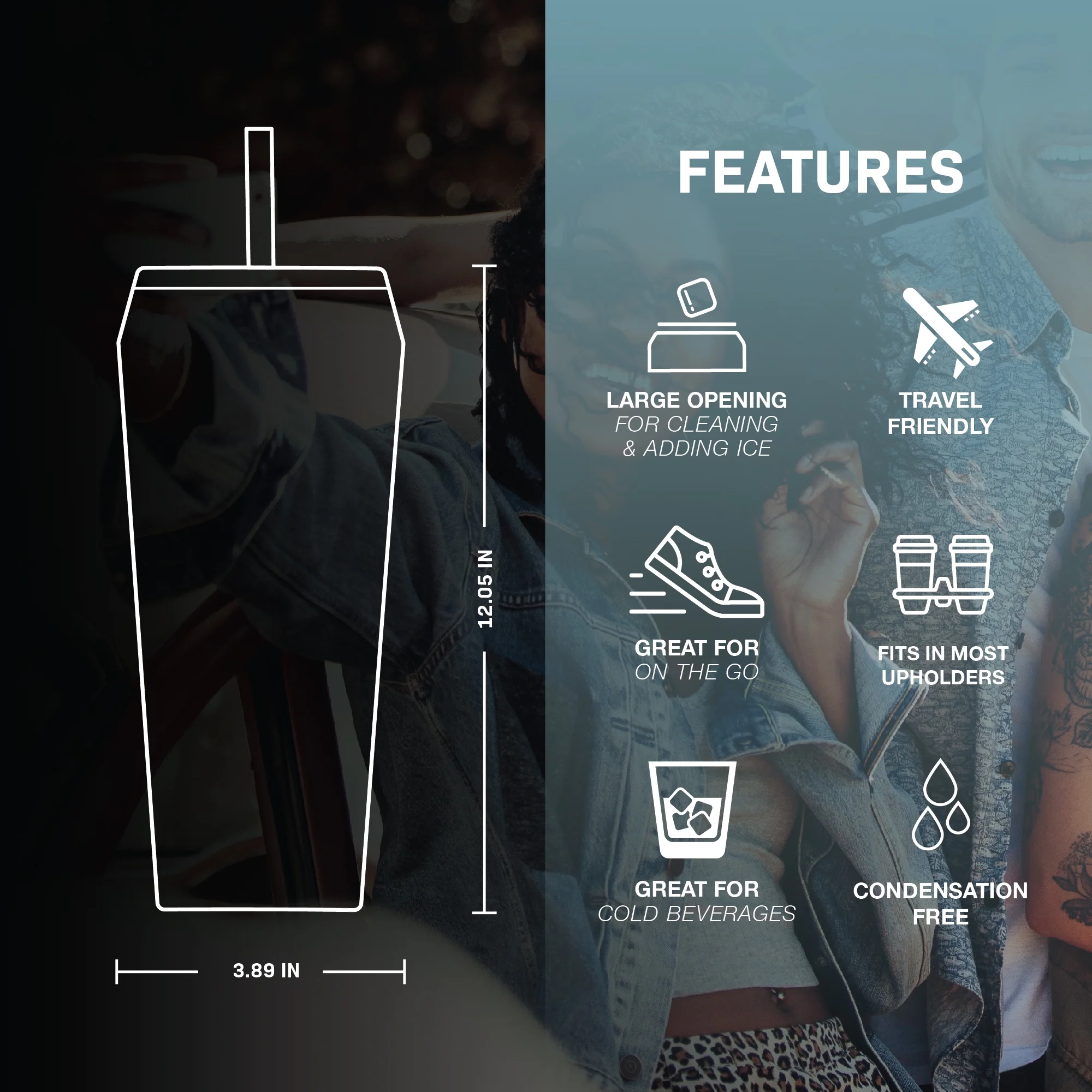 TAL Stainless Steel Spring Tumbler with Straw 32 oz, Black