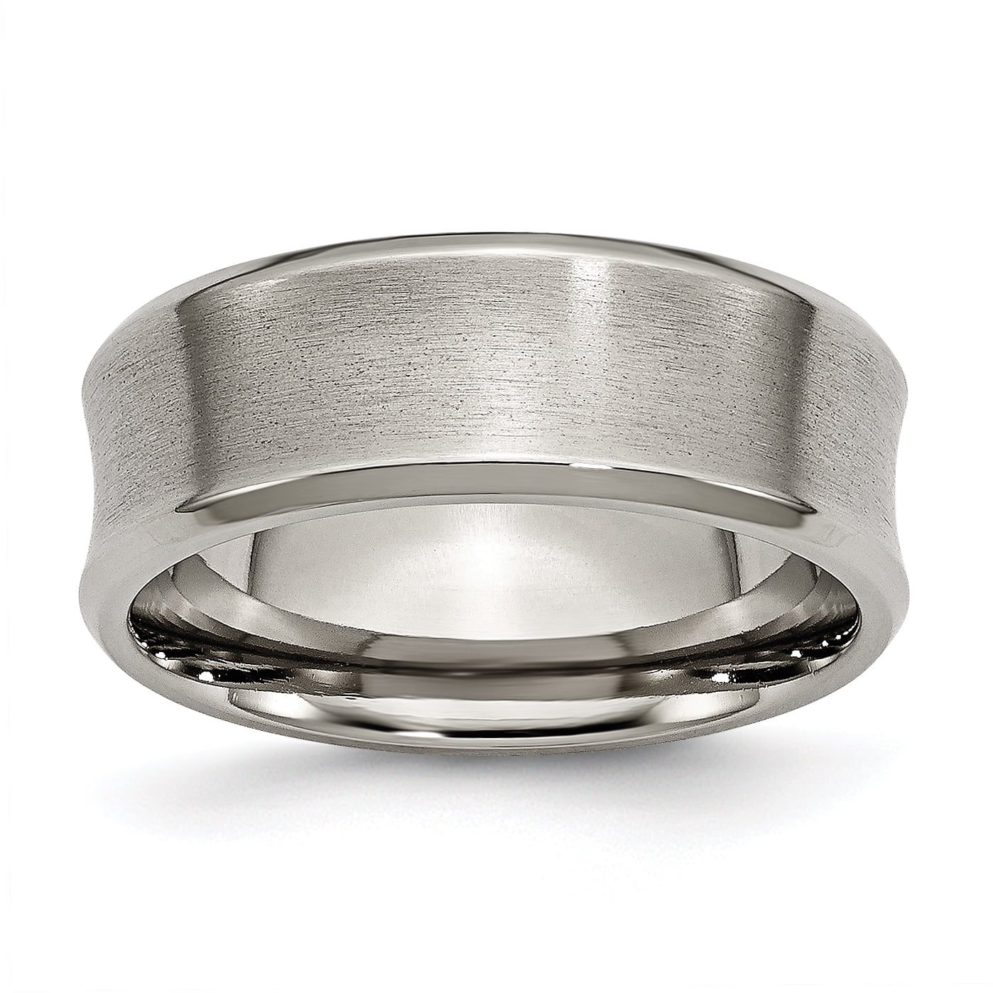 Carat In Karats Titanium Brushed and Polished Concave 8mm Beveled Edge Band Size 10 - Unisex Ring