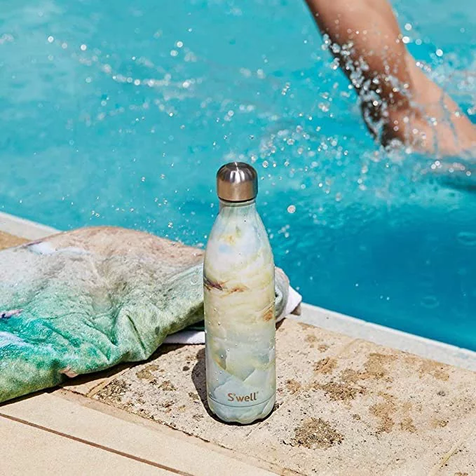 S'well Vacuum Insulated Stainless Steel Water Bottle, Opal Marble, 17 oz