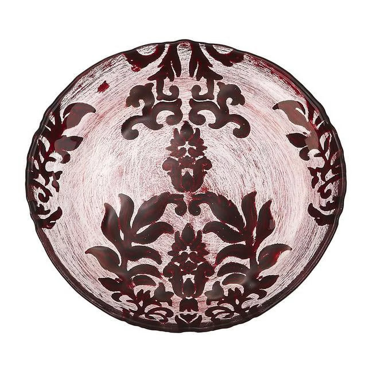 Damask 6 in. Red & Velvet Plate - Set of 4