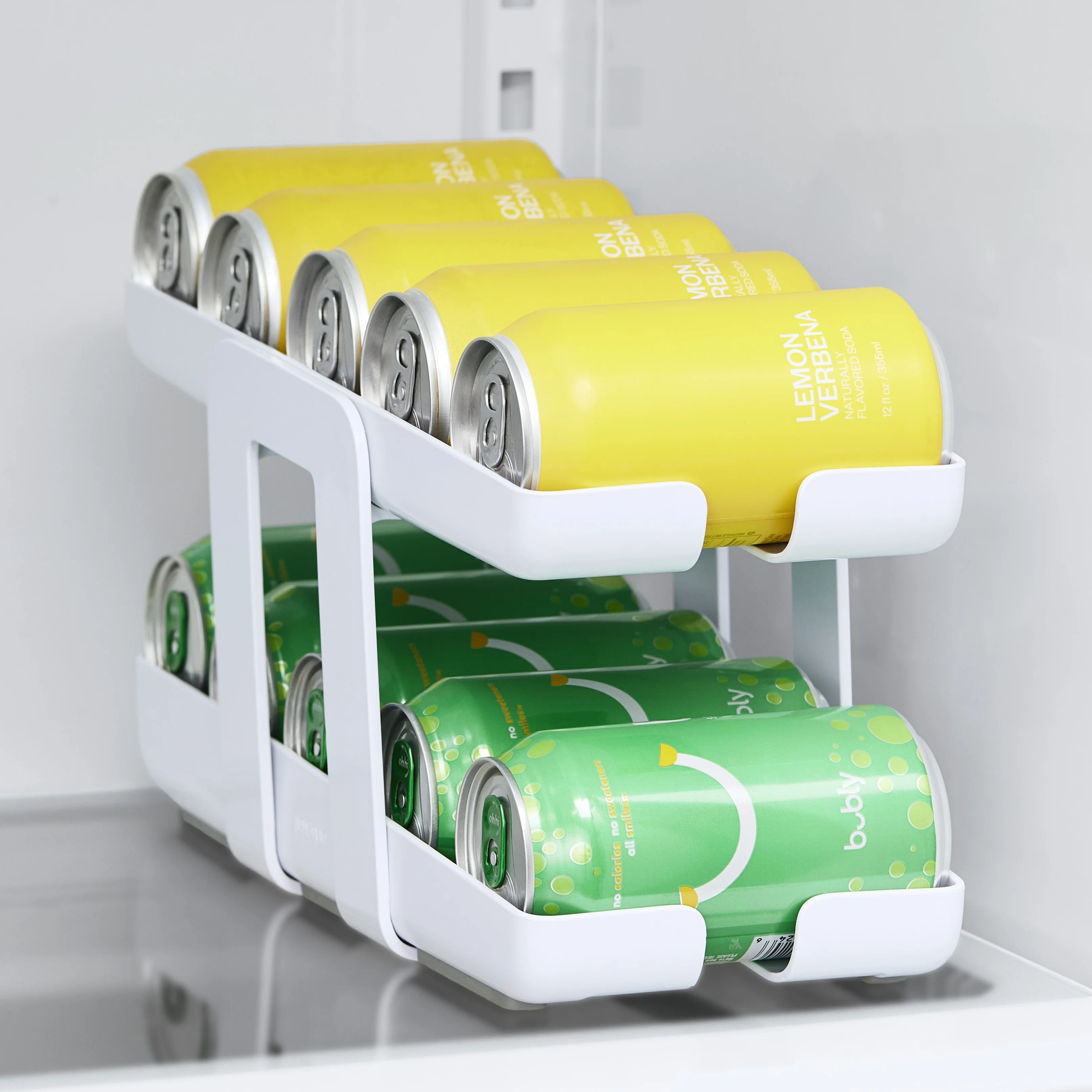 YouCopia RollDown® Beverage Can Dispenser, Space-Saving 2-Tier Drink Organizer for Fridge Storage