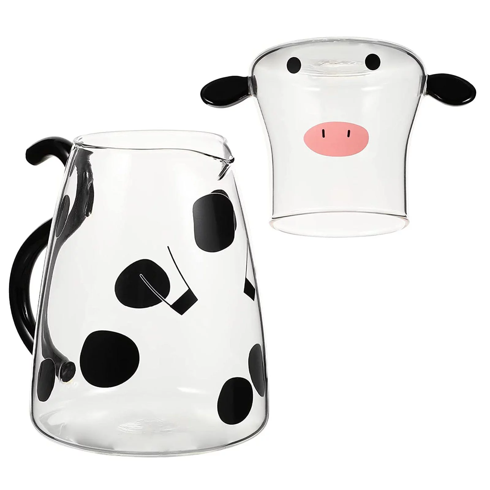 Cartoon Cow Clear Glass Night Water Bottle Set With Glass Water Bottle And Night Cup
