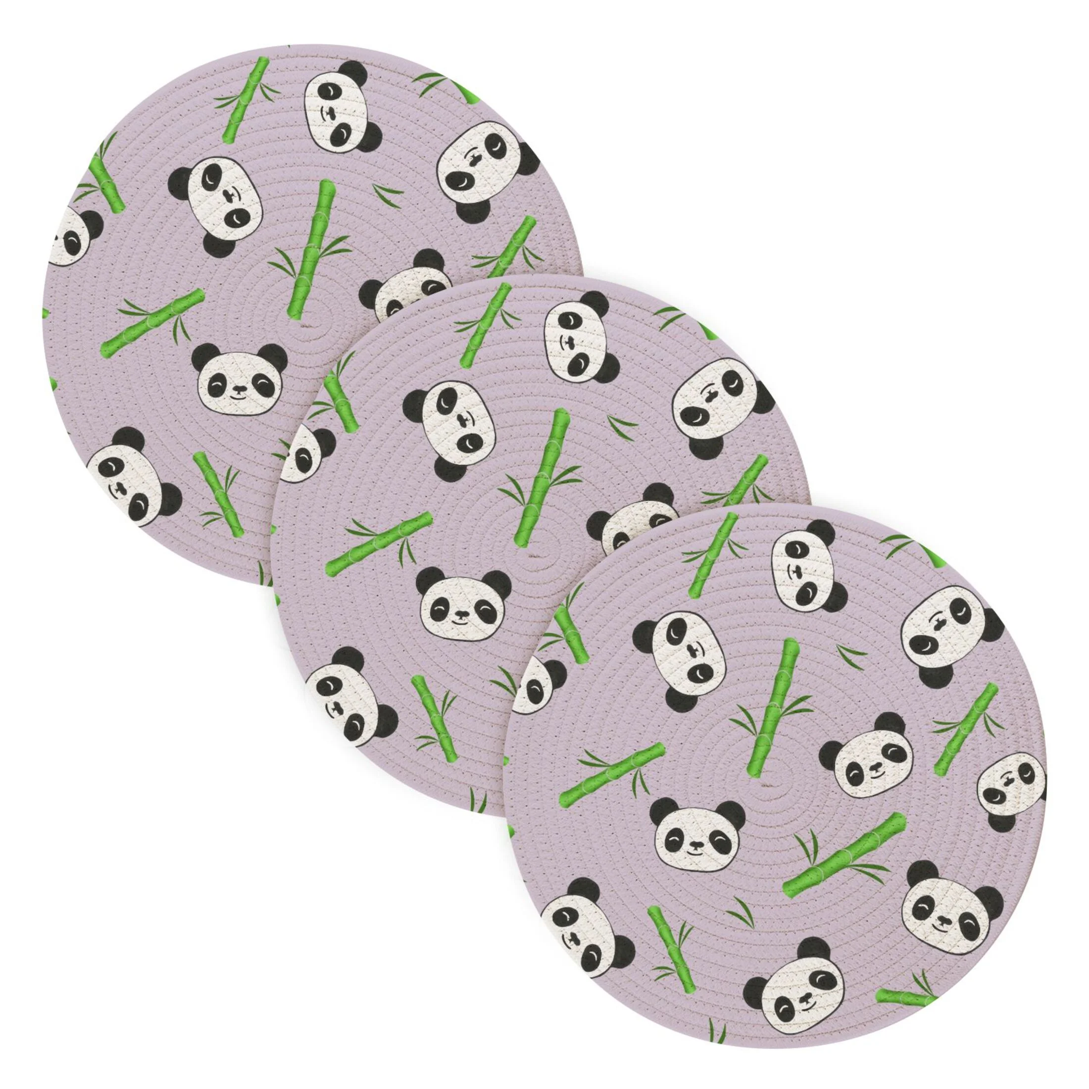 Panda and Bamboos 3 PCs Pot Holders Trivets Kitchen 15