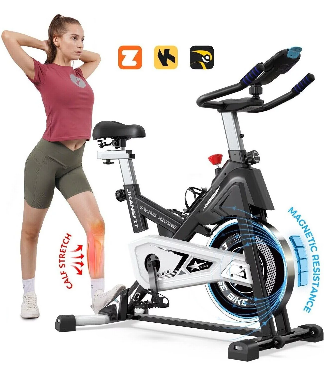 Pooboo Exercise Bike Belt Driven Indoor Cycling Bike Commercial Standard Stationary Bike with 44lbs Flywheel 350lbs