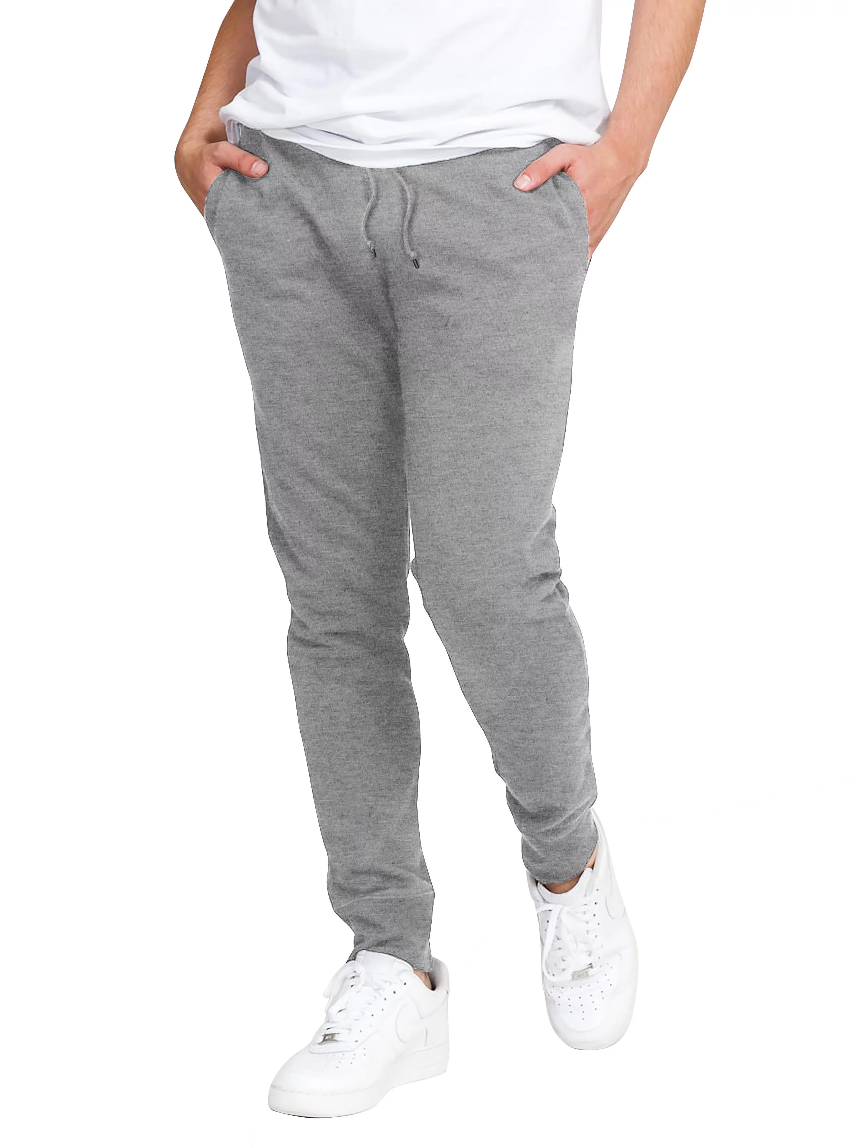 Ma Croix Mens Basic Jogger Fleece Fatigue Athletic Warm Up Sweatpants Ribbed Elastic Solid Waistband