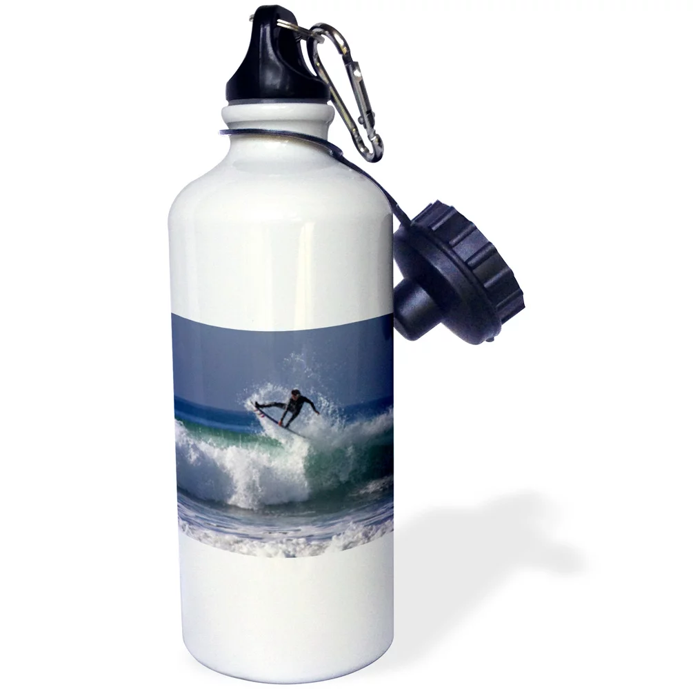 3dRose California, San Diego. Surfer catching air at Cardiff by the Sea. - Straw Water Bottle, 21-ounce