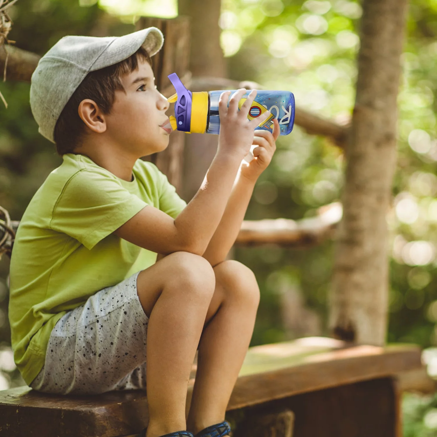 iMounTEK Kids Cleanable Water Bottle with Silicone Straw and Spill-Proof Lid, 480ml/16oz