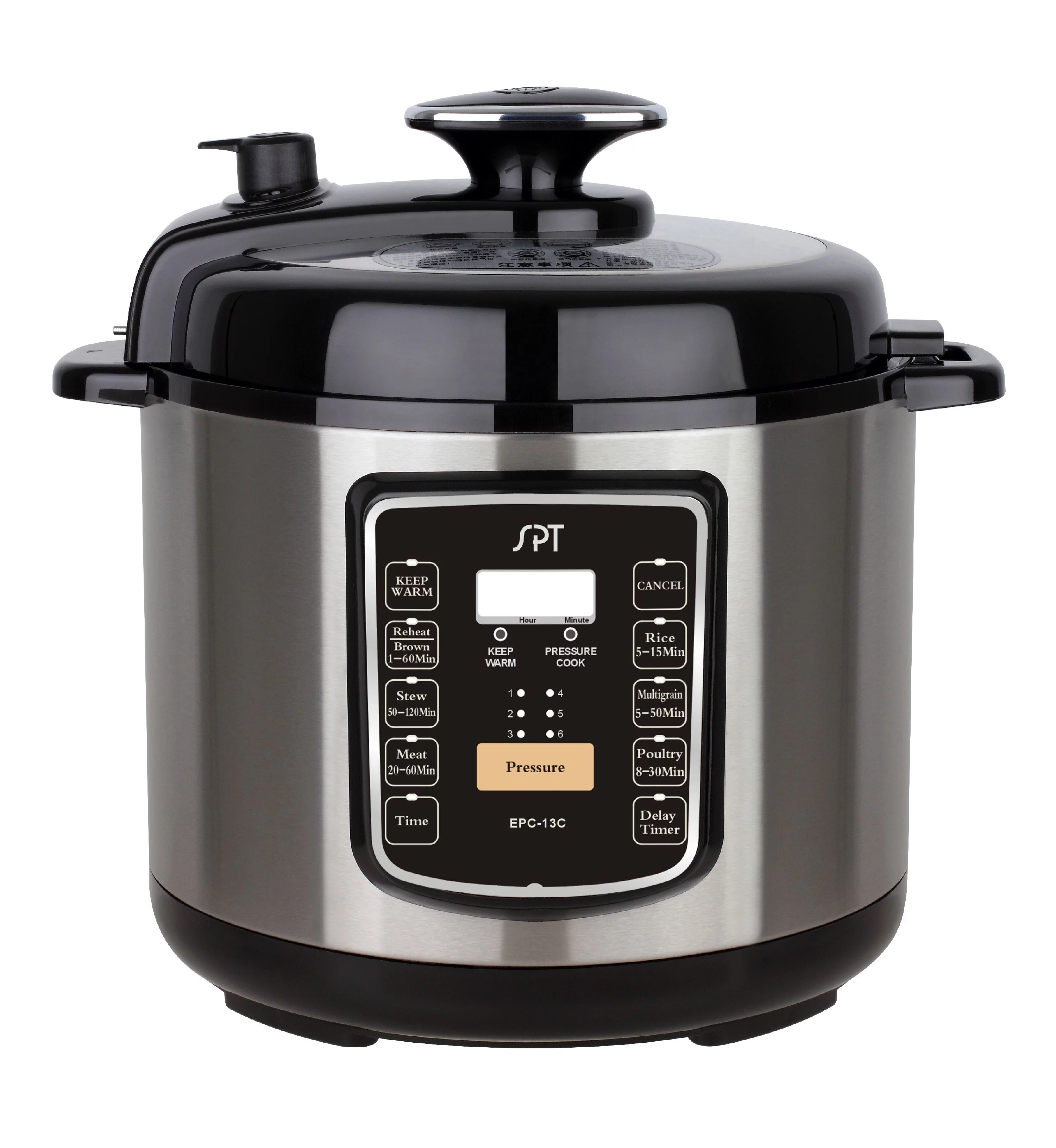 Sunpentown 6.5-Quart Stainless Steel Pressure Cooker with Quick-Release Button