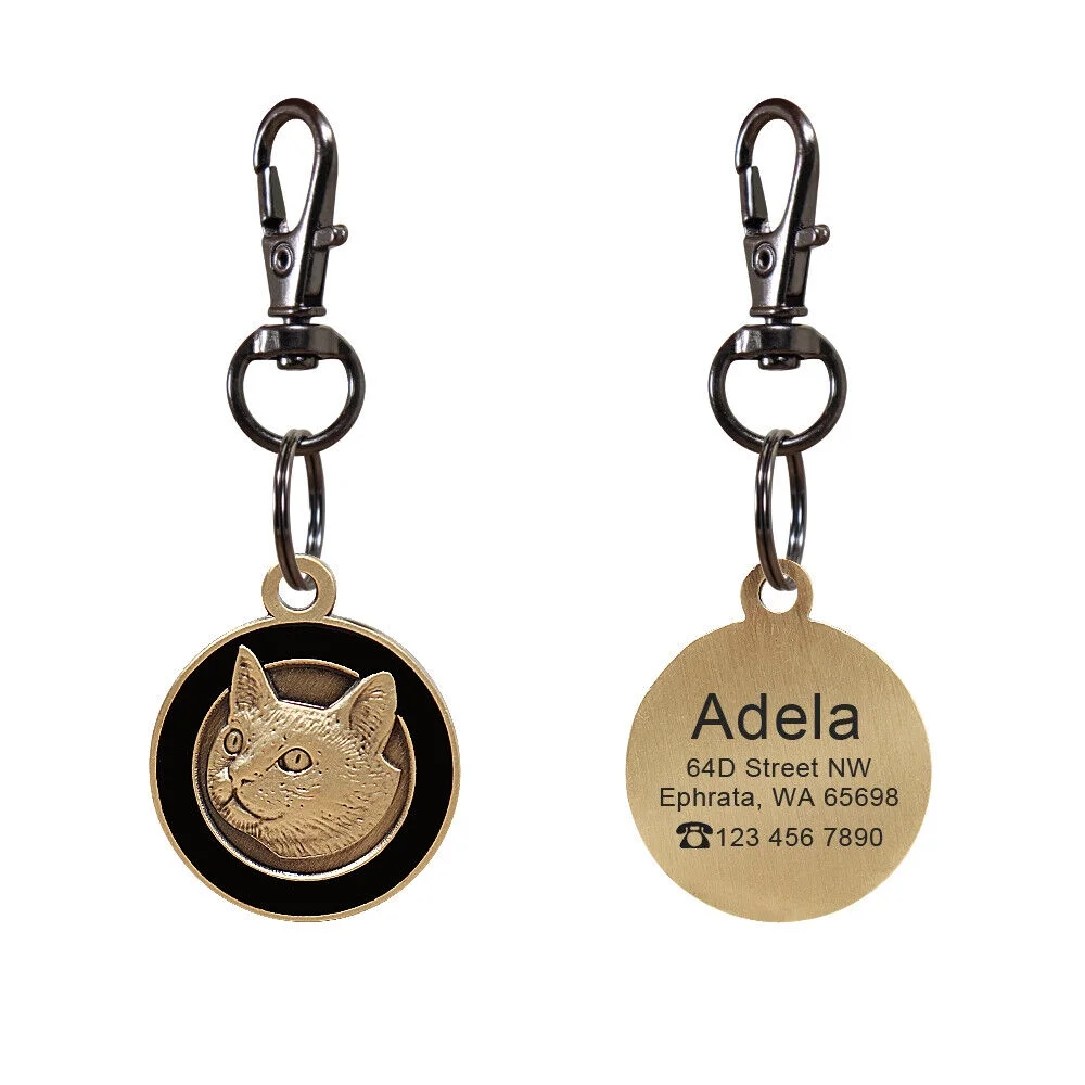 3D Personalized Dog Name ID tags Engraved for Pets Cats Custom Round Collar Disc
