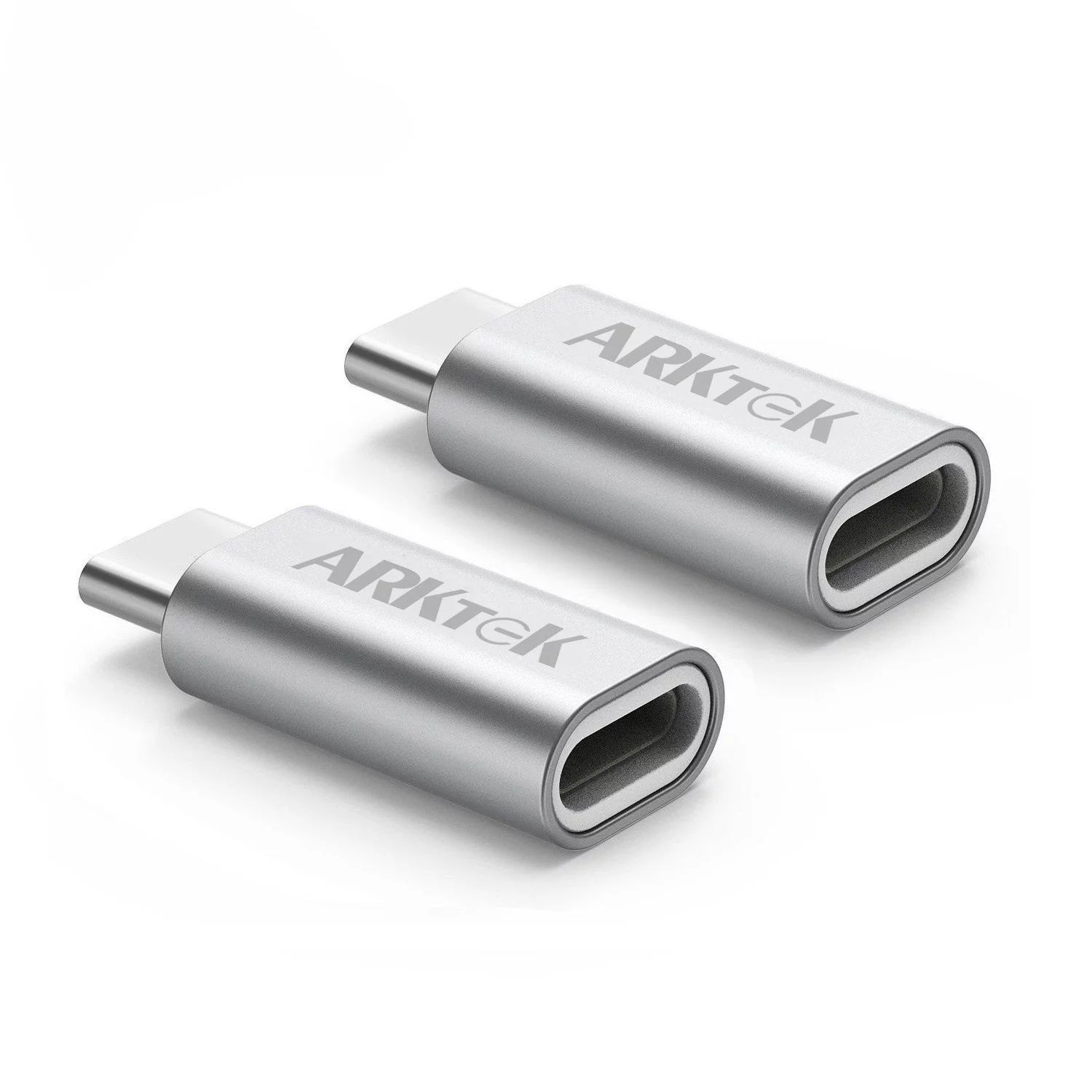 Lightning to USB-C Adapter, Lightning (Female) to USB Type C (Male) 5 Gbps Data Sync and Charging Connector for Apple New MacBook Samsung S9 Chromebook Pixel and more (Pack of 2, Silver)