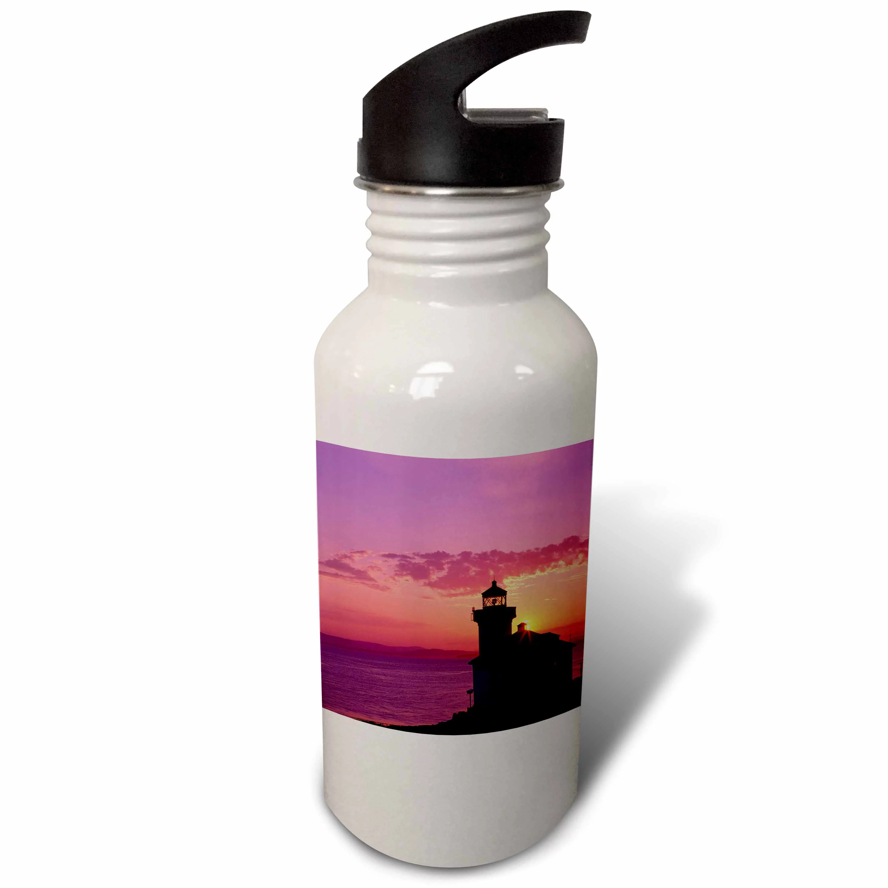 3dRose WA, San Juan Island, Lime Kiln Lighthouse - US48 JWI1226 - Jamie and Judy Wild, Sports Water Bottle, 21oz
