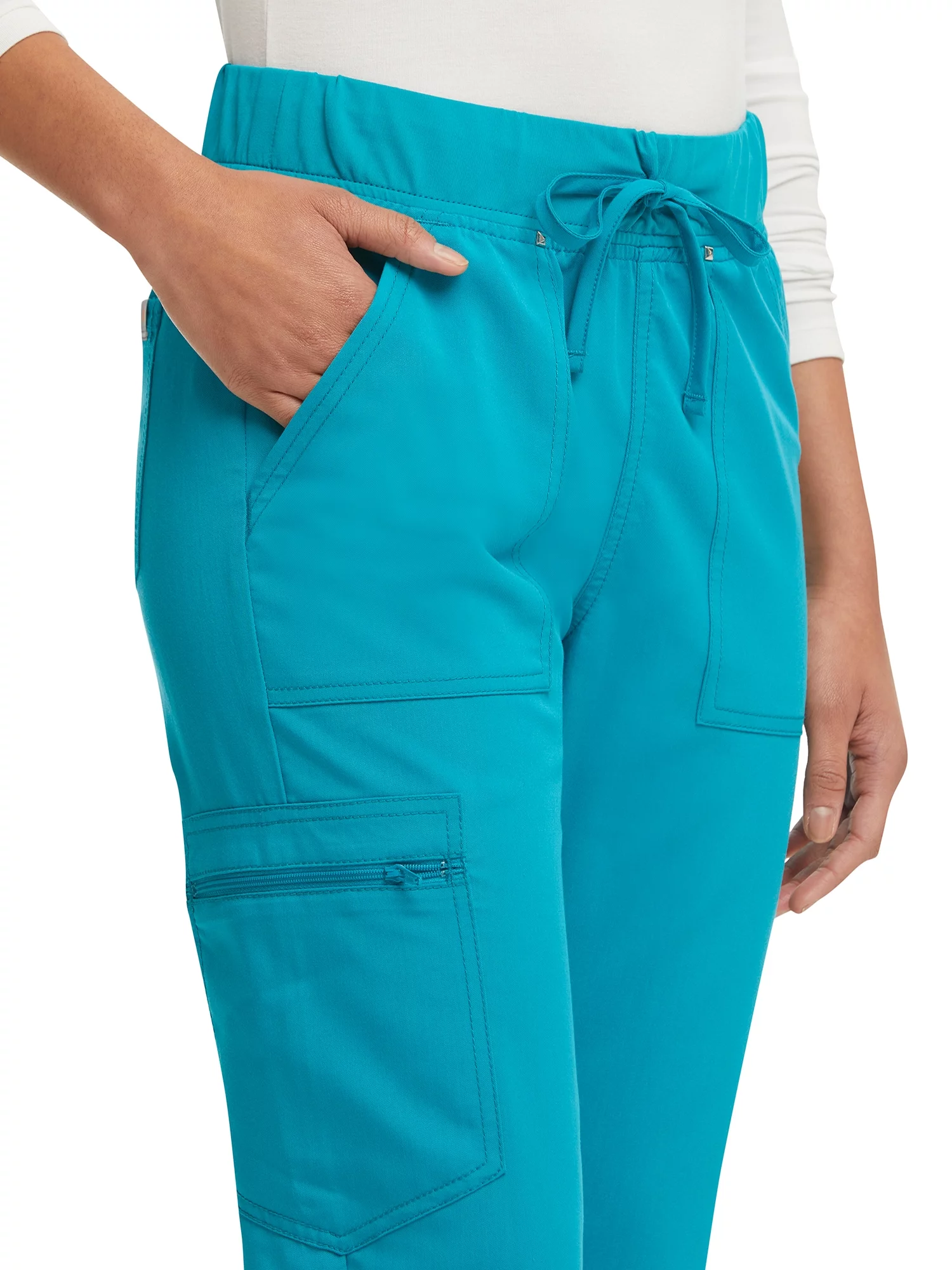 Scrubstar Women's Ultimate Stretch Twill Yoga Drawstring Cargo Jogger Scrub Pant