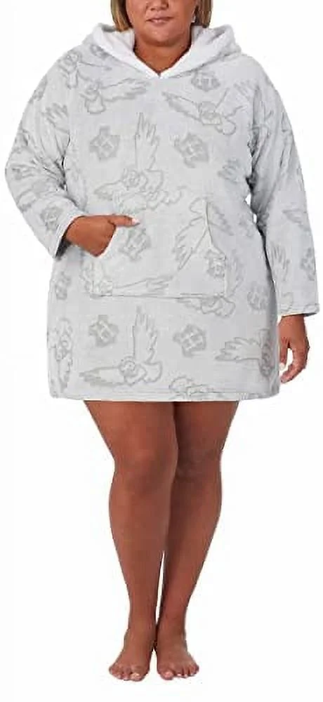 Wizarding World Women's Harry Potter Fleece Lounge Hoodie (Grey, Medium)