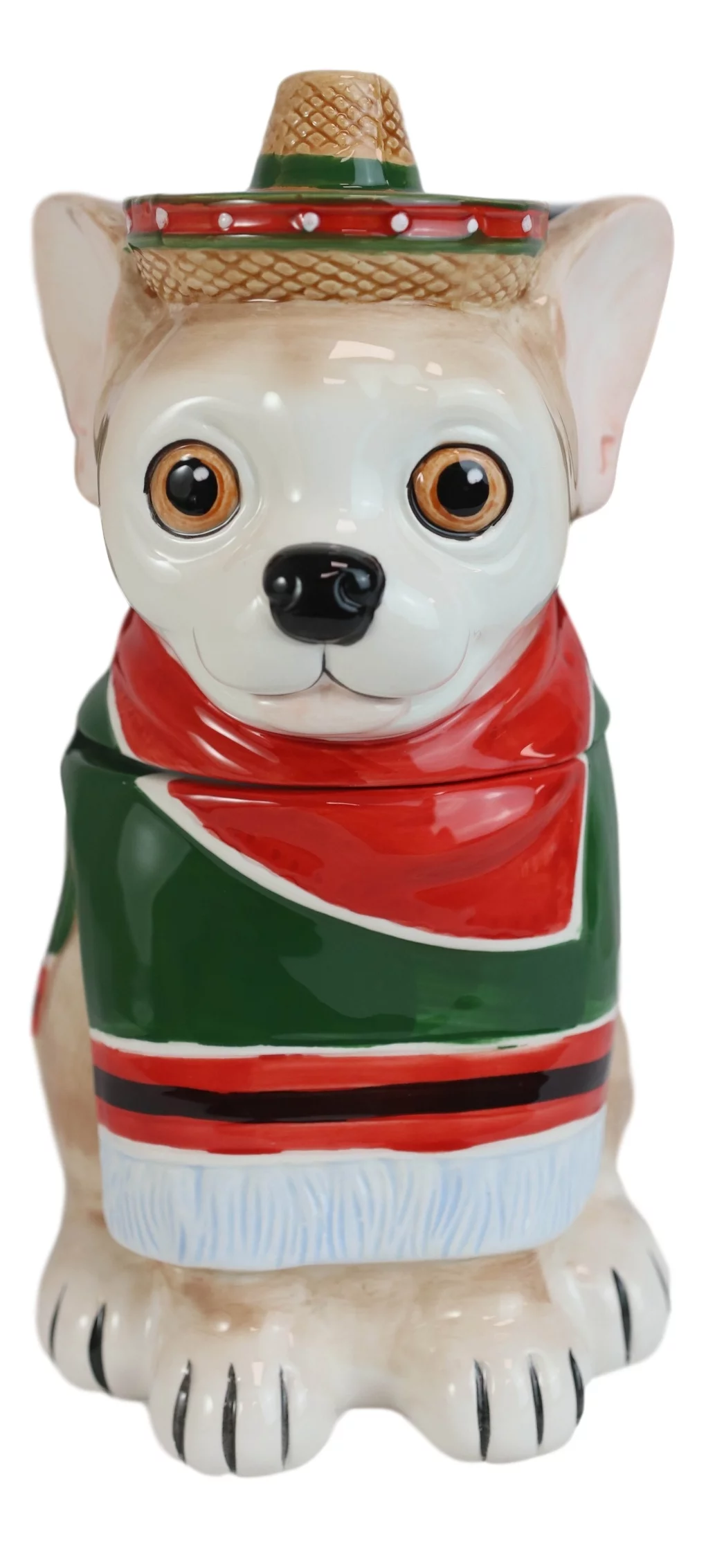 Ceramic Cinco De Mayo Chihuahua Dog With Sombrero Hat And Serape Cookie Jar 10