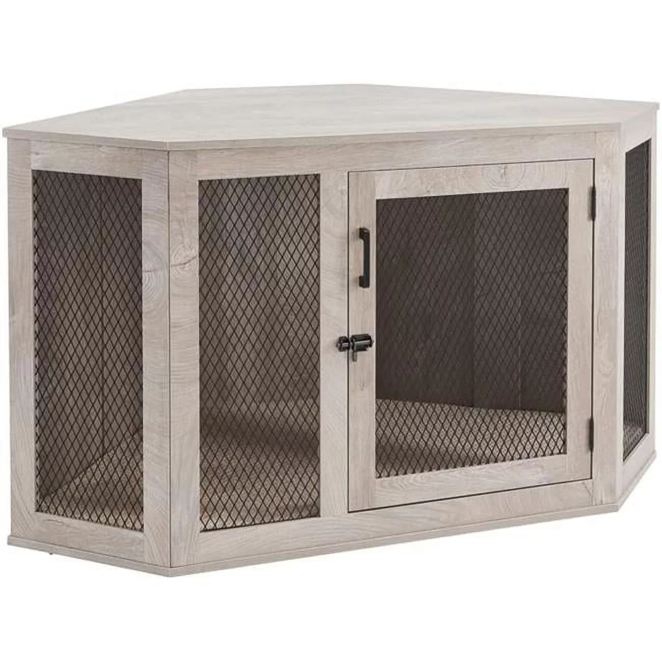 UniPaws UH5167 Large Corner Dog Crate -  Weathered Grey