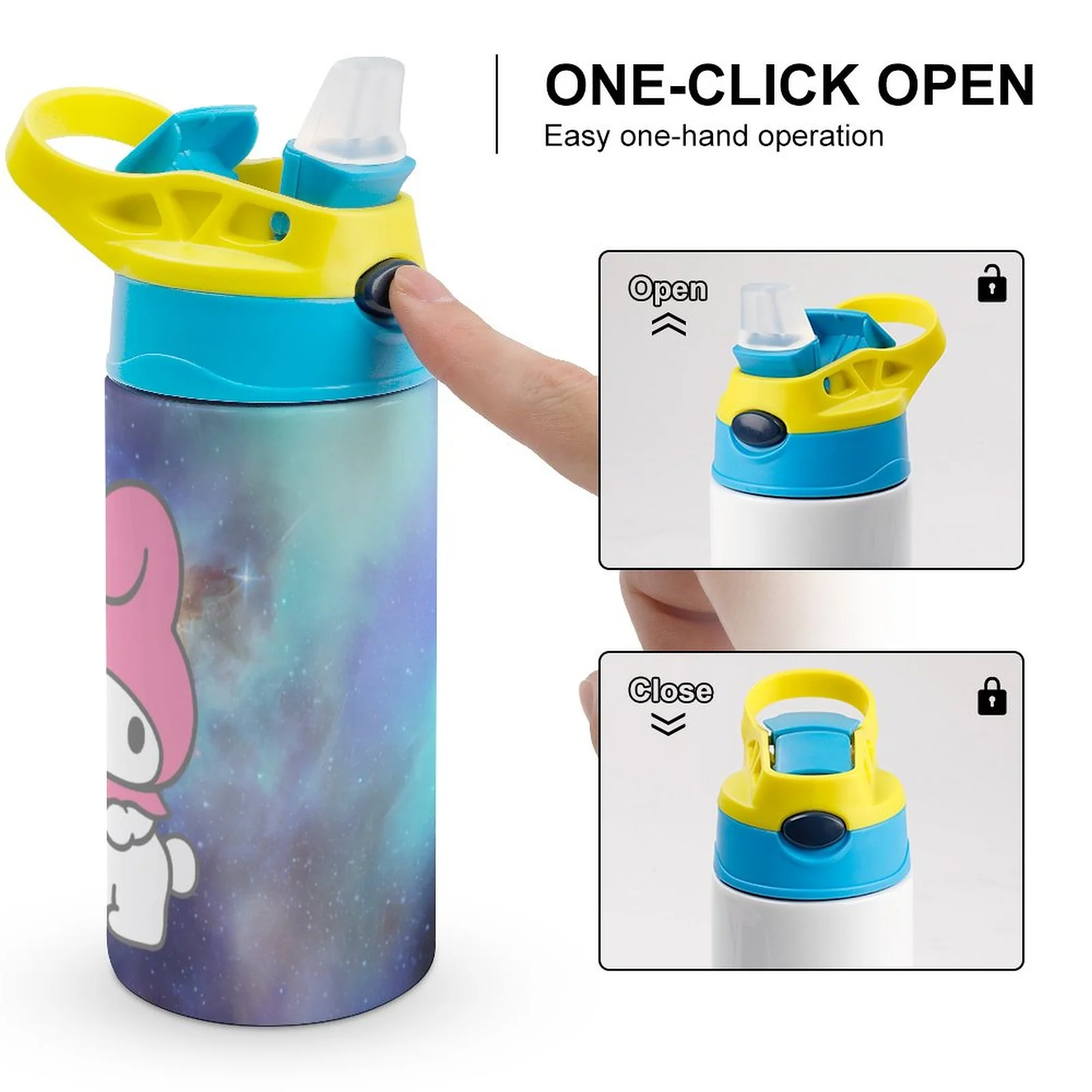 Rabbit-My-Melody Children's Water Bottle Vacuum Insulated Stainless Steel Cup With Straw Toddler Thermoses