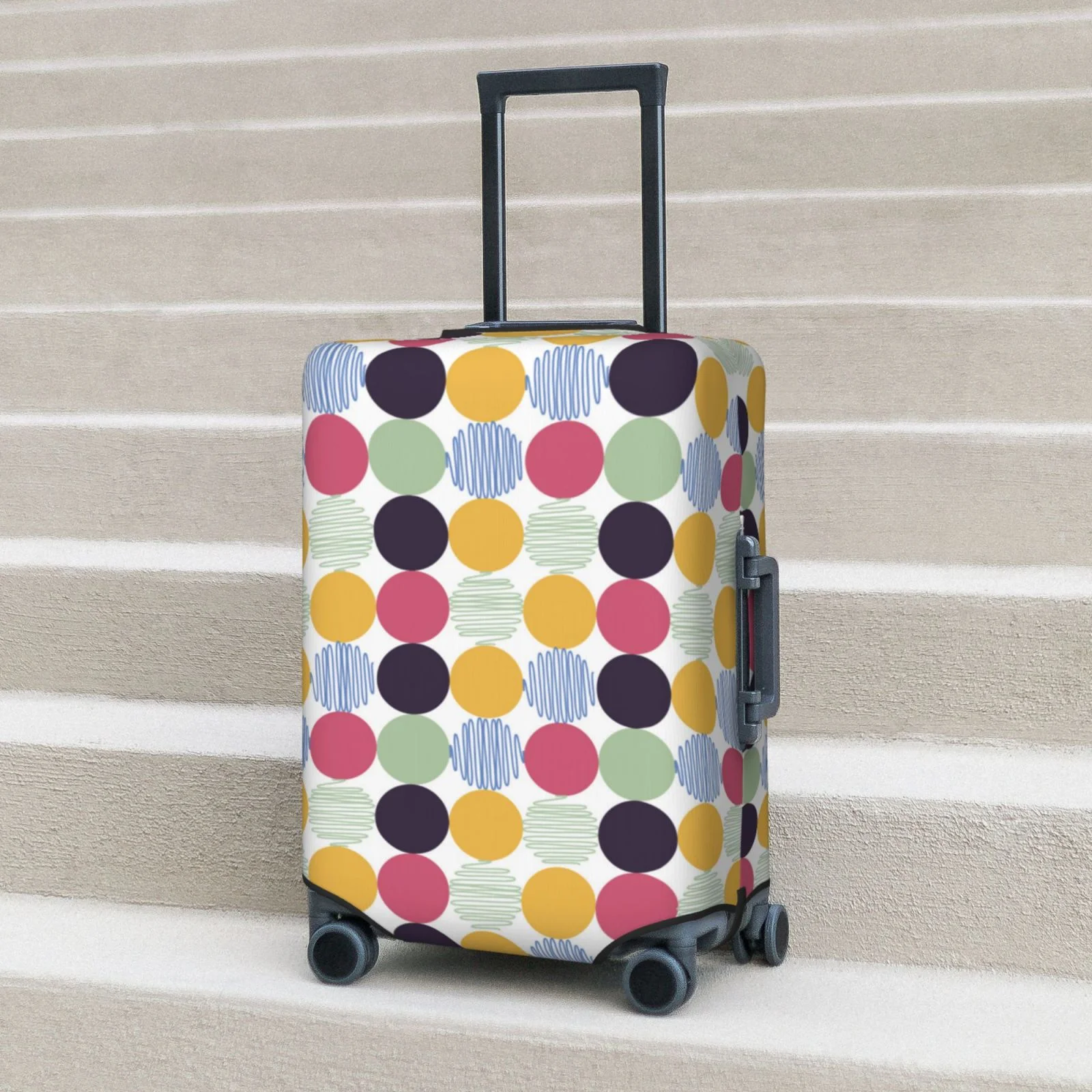 Easygdp Polka Dot Print Elastic and Washable Suitcase Protective Cover with Hidden Zipper Fits 18-32 inch Luggage -Small