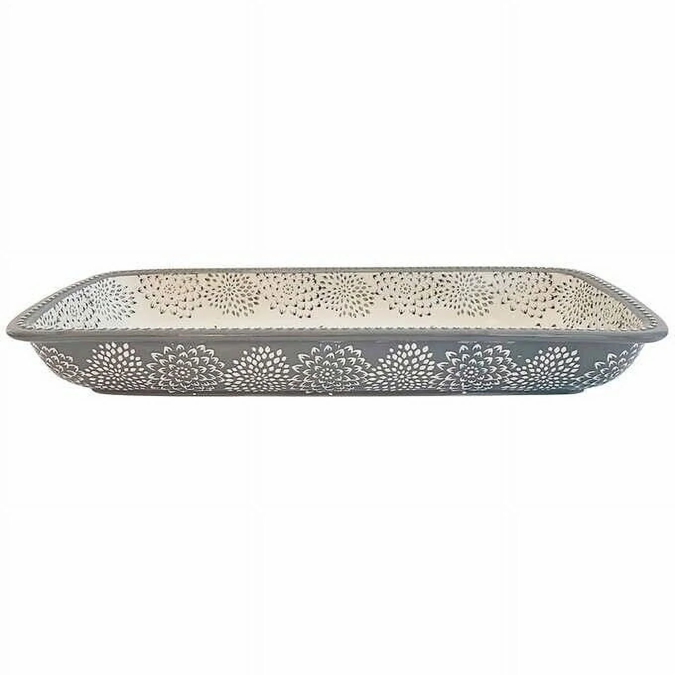 Baum Mums Stoneware 2-Piece Serving Set Gray