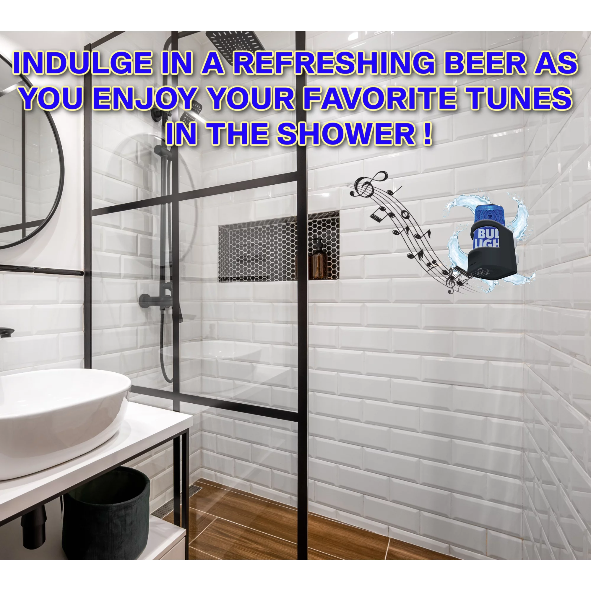 Gabba Goods Beer Holder/Premium Shower Speaker Bluetooth 4.2 Wireless Portable Shower/Bath Water Resistant Beer Holder Speaker with Built in Microphone