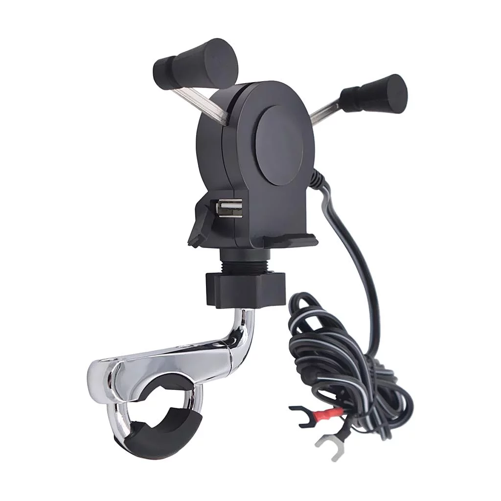 360  degree Rotatable Mobile Phone Holder Clamp Fit For Motorcycles Handlebar Holder With Built-in USB Port