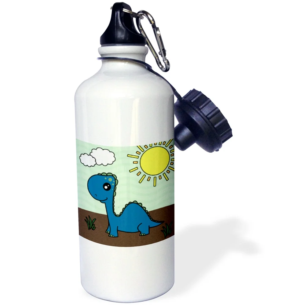 Cute Baby Blue Dinosaur Scene 21 oz Sports Water Bottle wb-13797-1