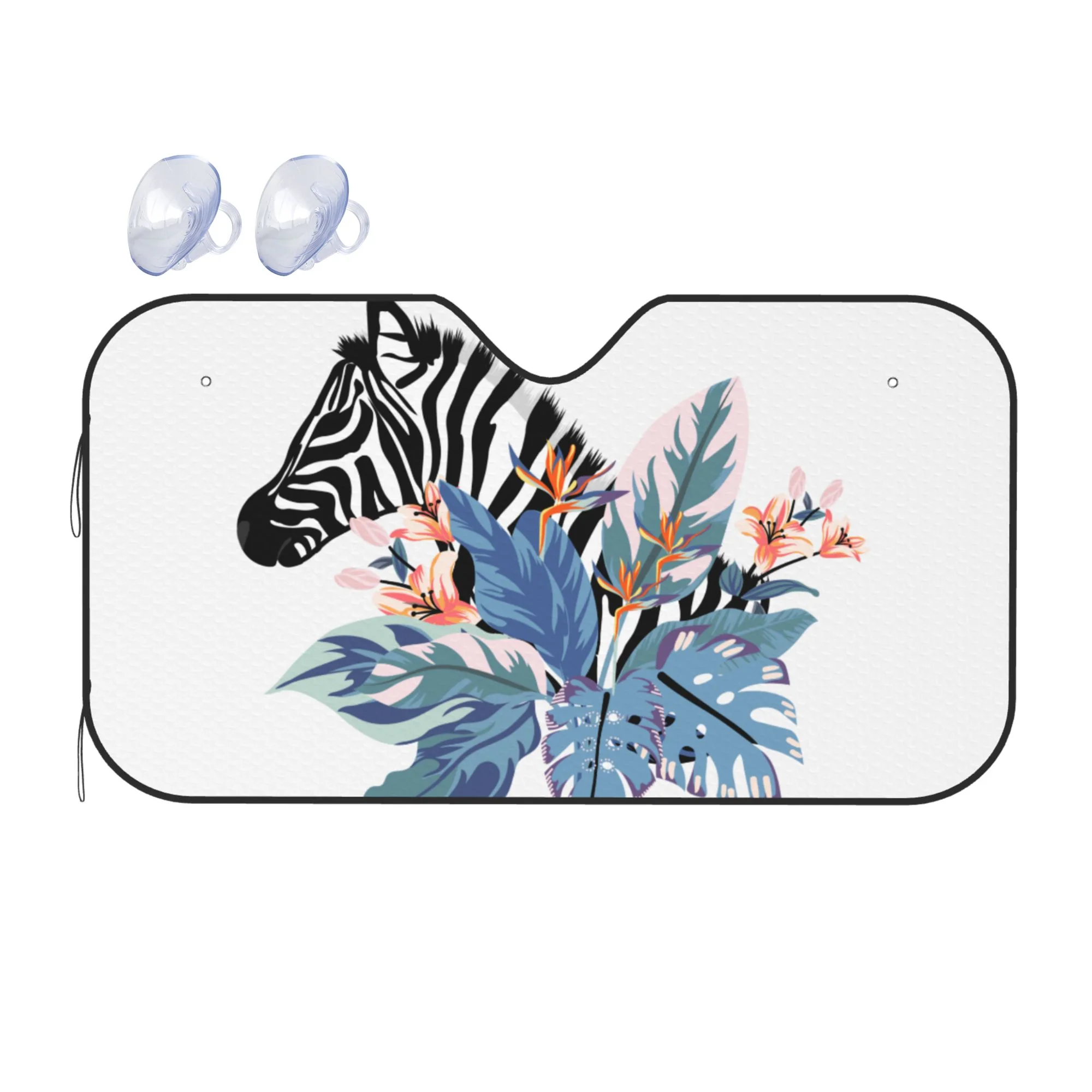 YFYANG Front Windshield Sun Shade, Zebra Plant Pattern Foldable Car Visor for Cars, Trucks, SUVs, Small