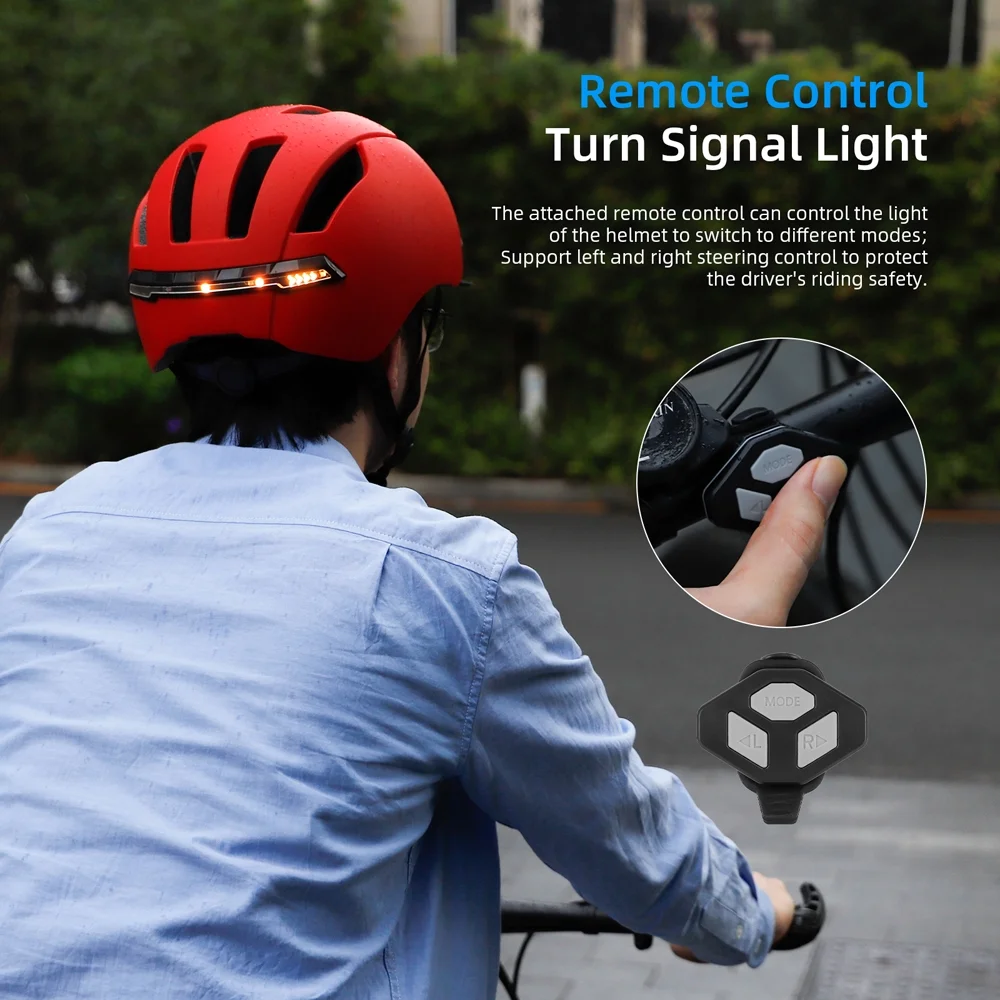 ammoon Premium Cycling Helmet with LED Turn Signal, Waterproof & Lightweight Safety Headgear for Men Women Bike Electric