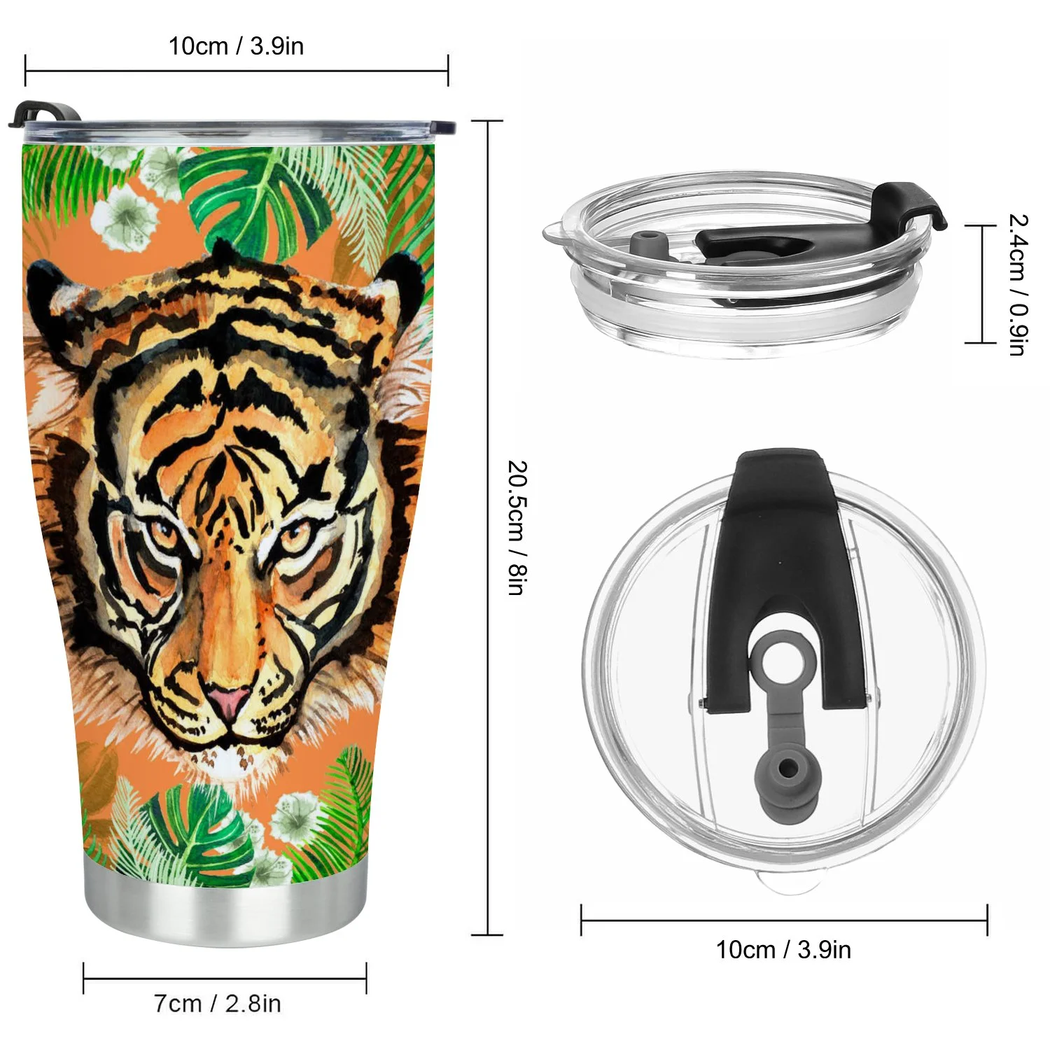Hidove Stainless Steel Tumbler, Tiger 30oz Leak Proof & Stainless Steel Bottle for Hot & Cold Drinks - Coffee Travel Mug, Water Metal Canteen, Thermal Cup