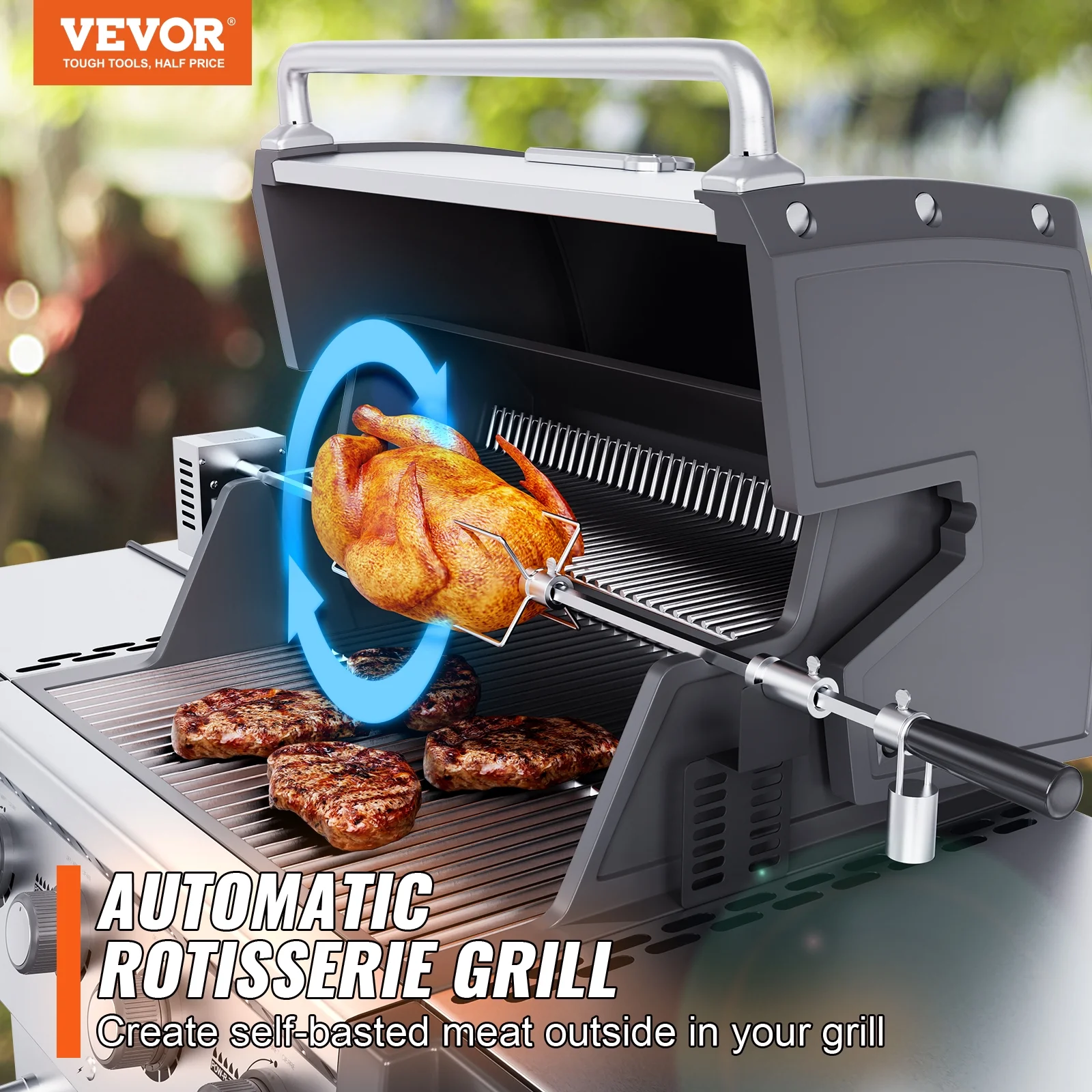 SKYSHALO Universal Grill Rotisserie Kit BBQ Roaster 32