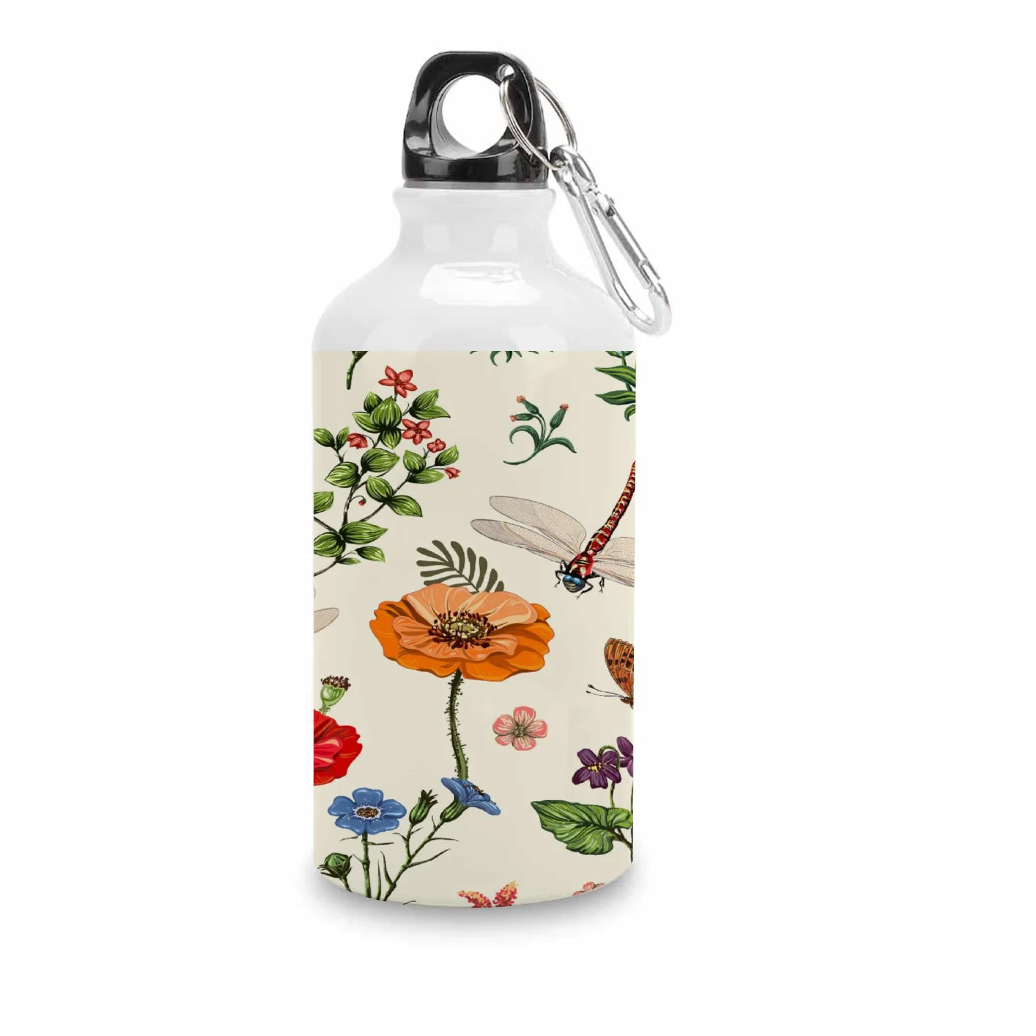 GZHJMY Sports Water Bottles, Vintage Flower Large Capacity Aluminium Portable Leakproof Lightweight Drink Bottles for Fitness and Outdoor Enthusiasts