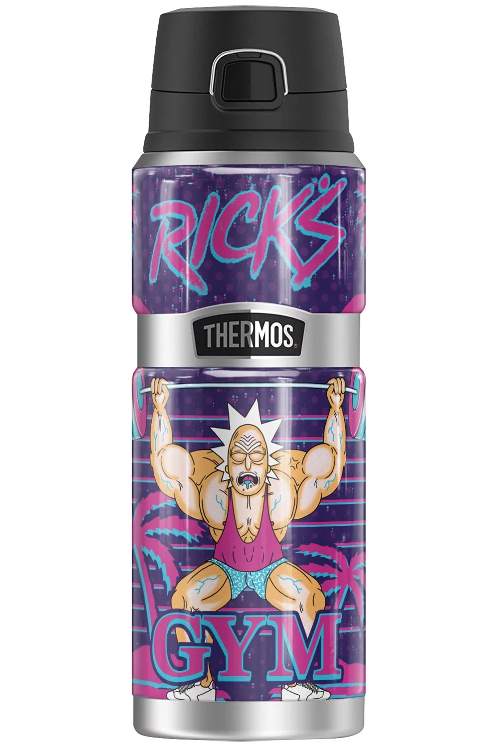 Rick and Morty Ricks Gym THERMOS STAINLESS KING Stainless Steel Drink Bottle, Vacuum insulated & Double Wall, 24oz