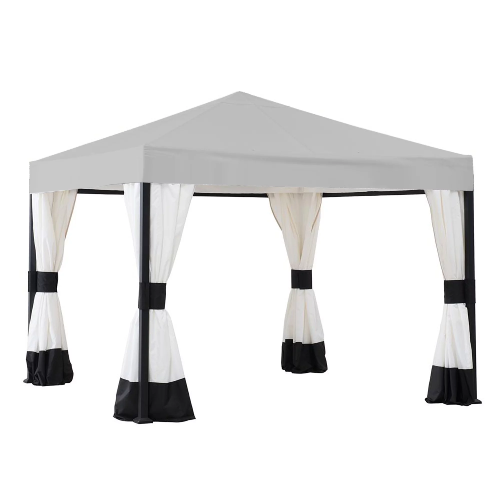 Garden Winds Replacement Canopy Top Cover for Black and White Gazebo - Riplock 350 - Slate Gray Color