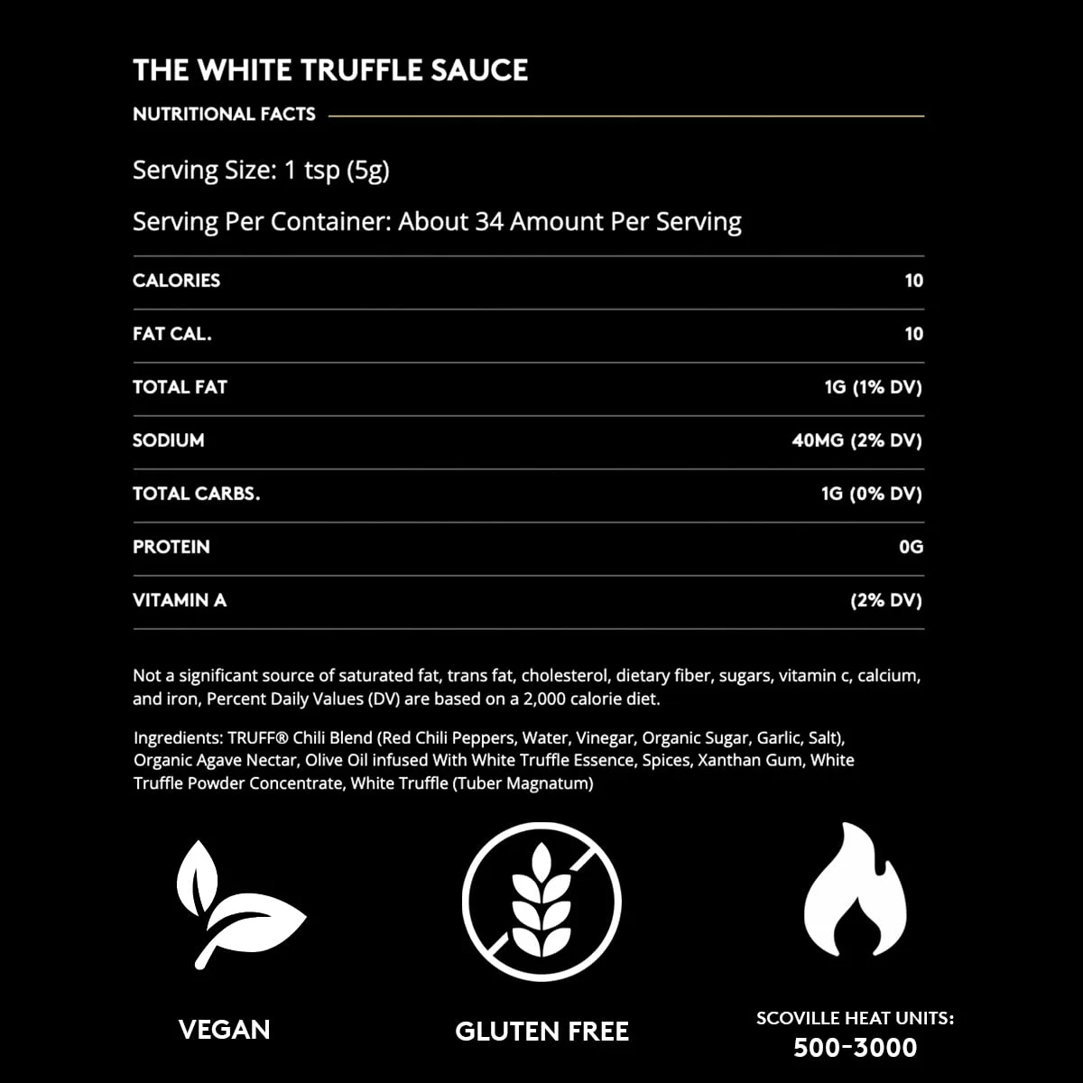 TRUFF White Truffle Hot Sauce, 6 oz Bottle