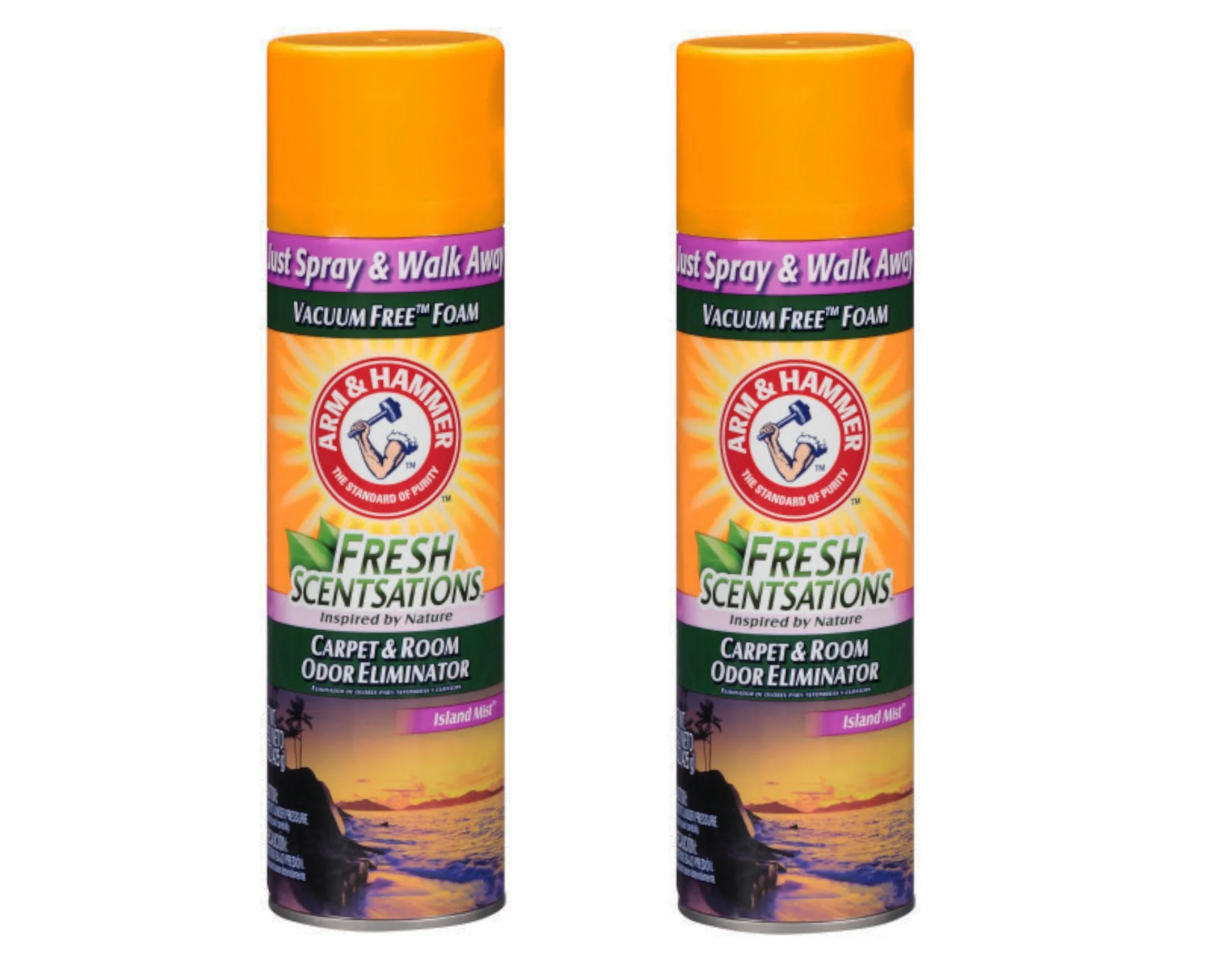 Arm & Hammer Fresh Scentsations Carpet & Room Odor Eliminator Vacuum Free Foam, Island Mist Scent, 15 Ounce - 2 Pack
