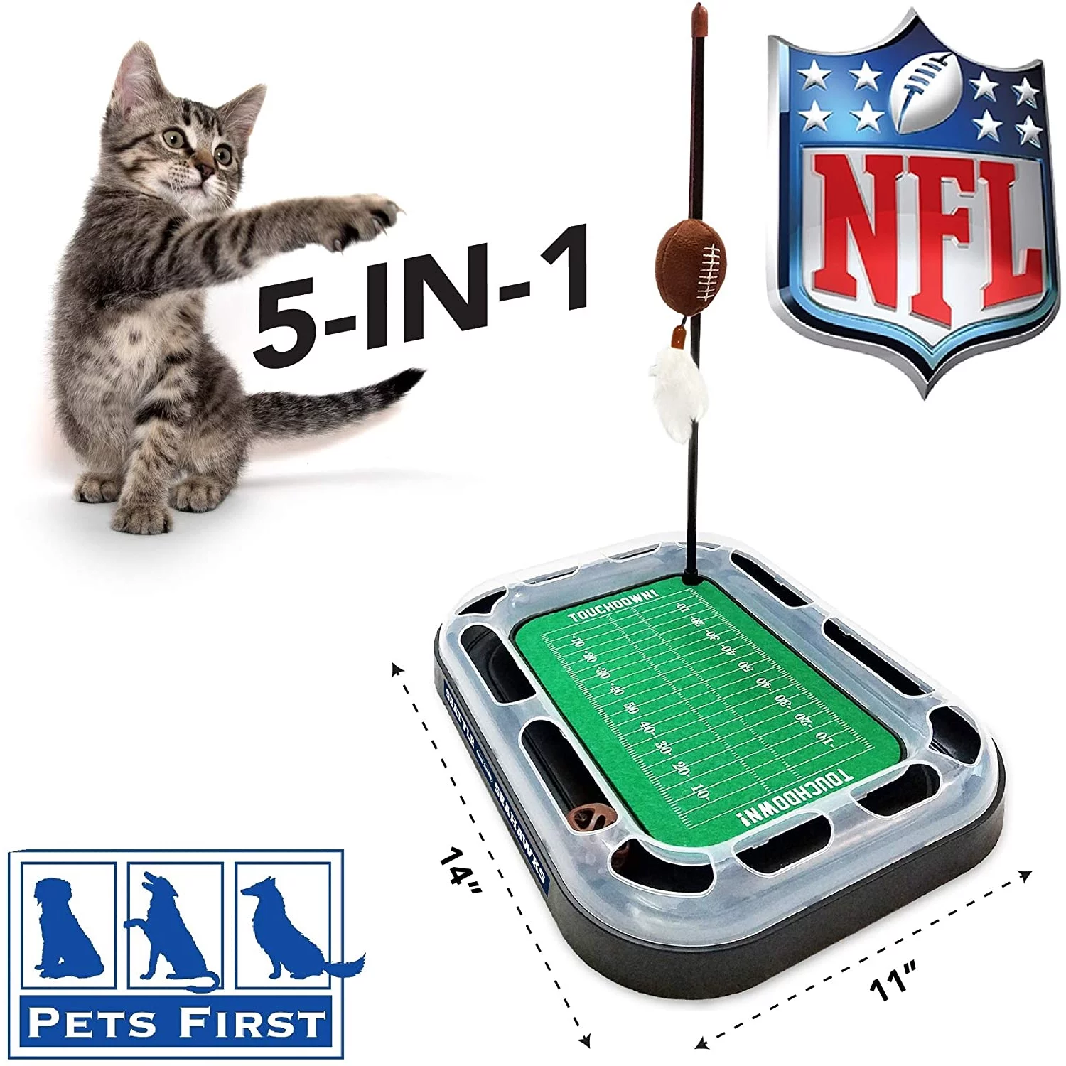 NFL Seattle Seahawks Cat Scratcher Toy with Catnip Plush & Feather Cat and Kitty Toy