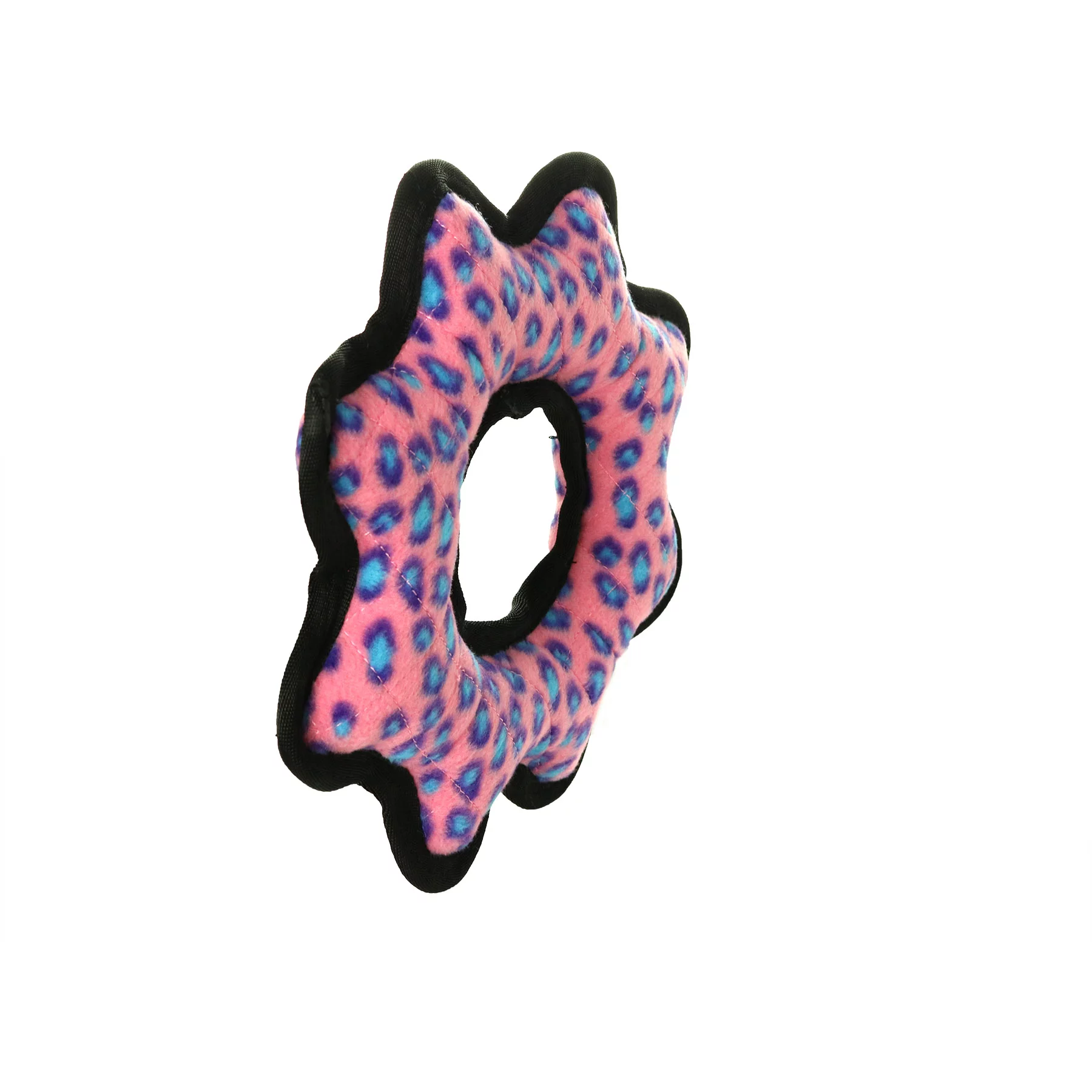 Tuffy Ultimate Gear Ring Pink Leopard, Durable Squeaky Dog Toy