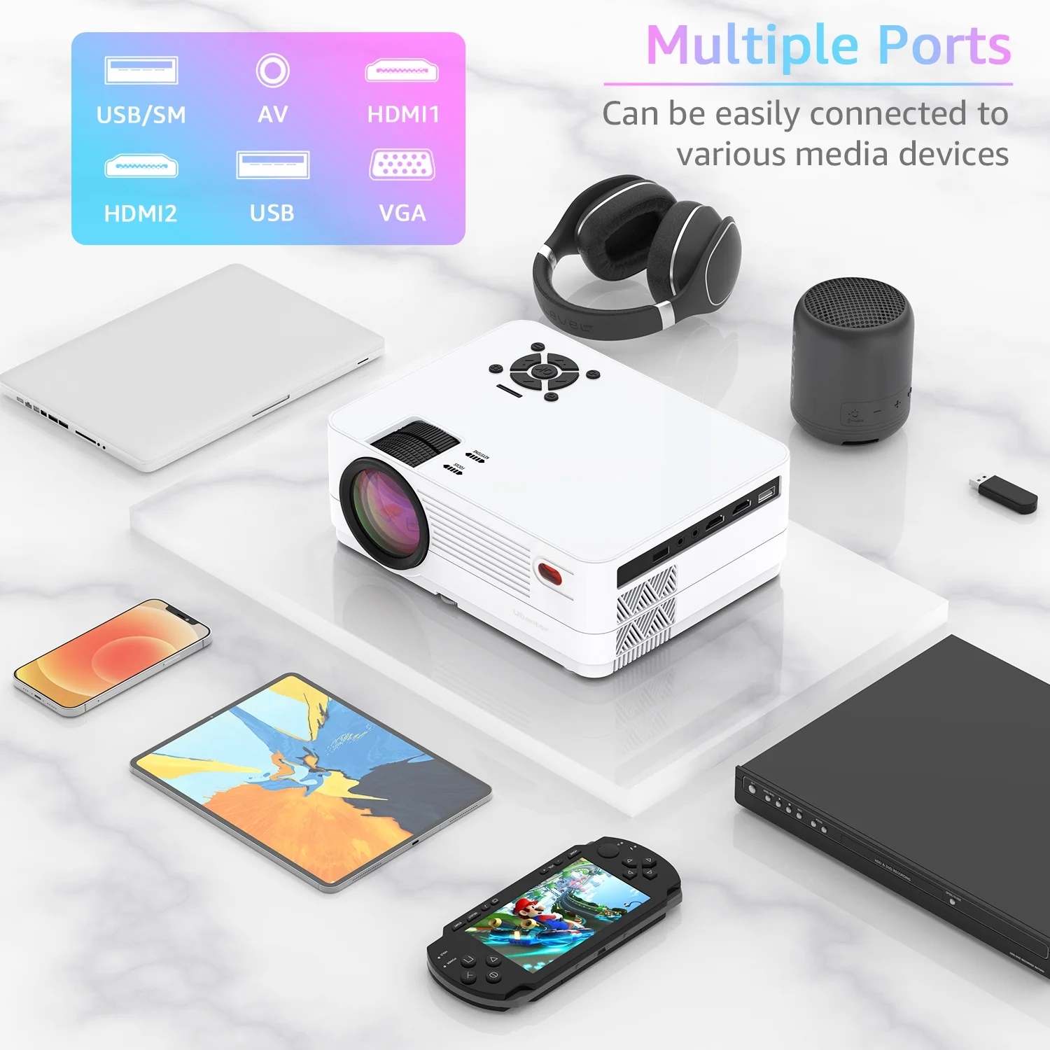 Native 1080P 5G WiFi Bluetooth Projector (Carrying Bag Included), 15000LM Full HD Movie Projector, LCD Technology 300