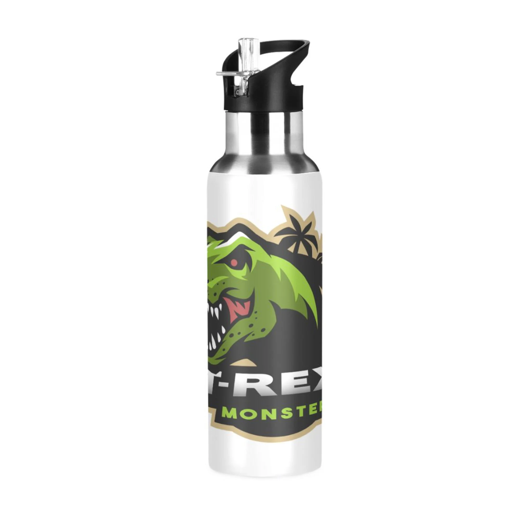 Stainless Steel Water Bottle Dinosaur T-rex with Straw Lid Vacuum Insulated Keeps Hot and Cold Leak Proof Flask Jug for Gym Travel Sports Cycling Outdoor 20 OZ