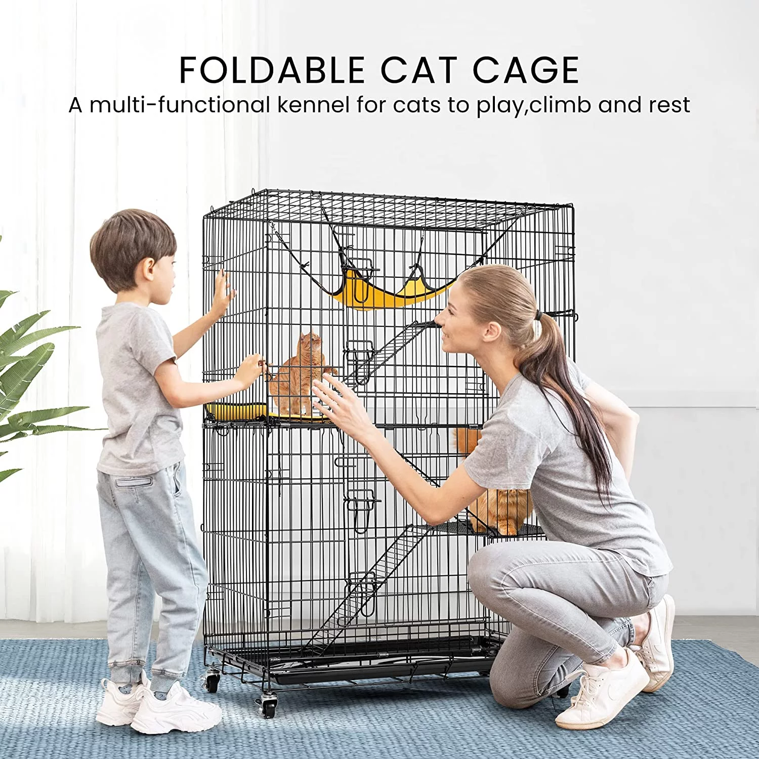SPECSTAR 4-Tier 49 inch Collapsible Metal Cat Kitten Ferret Cage
