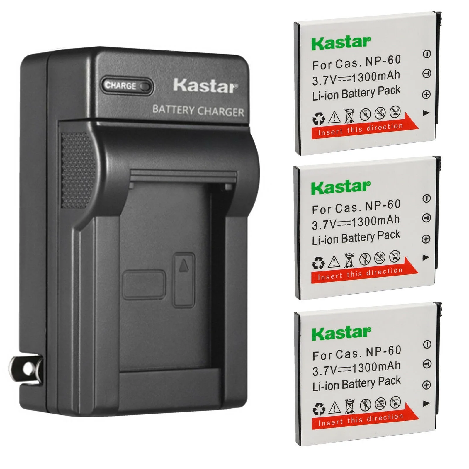 Kastar 3-Pack Battery and AC Wall Charger Replacement for Casio NP-60 CNP-60 Battery, BC-60L Charger, Casio Exilim EX-FS10 EX-S10 EX-S12 EX-Z9 EX-Z19 EX-Z20 EX-Z21 EX-Z25 EX-Z29 EX-Z80 EX-Z85 EX-Z90