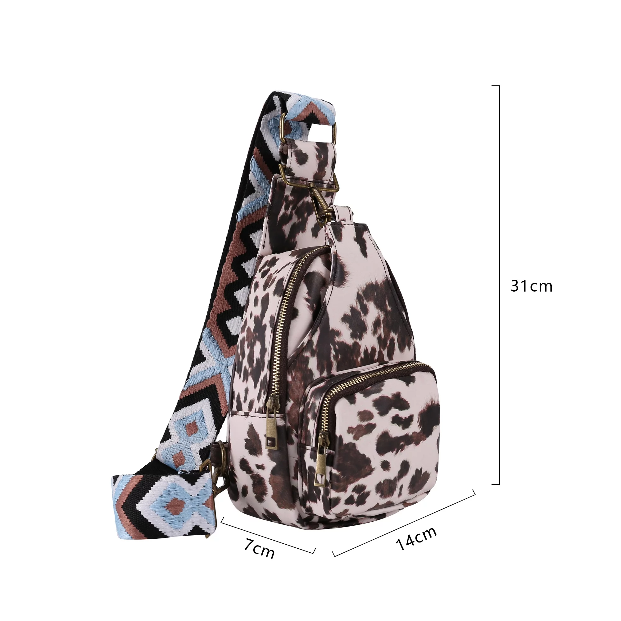 Women Crossbody Sling Bag Retro PU Chest Shoulder Bag Lightweight Fanny Packs Backpack Hiking Daypack