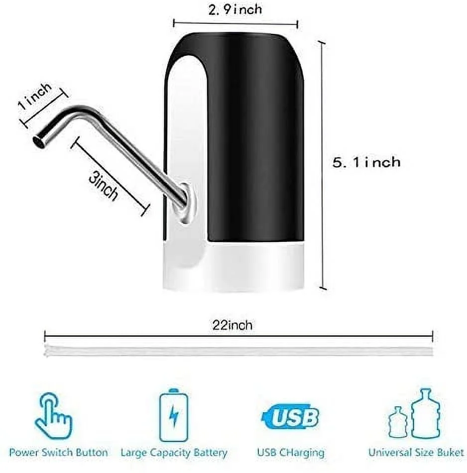 Portable Water Pump for 5 Gallon Drinking Water Bottle, Electric Water Dispenser Pump for Home, Office, Indoor and Outdoor