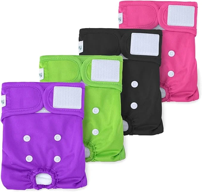 Teamoy Female Dog Diapers(Pack of 4),Reusable Doggie Diapers for Female Dogs, Washable and Super-Absorbent, S