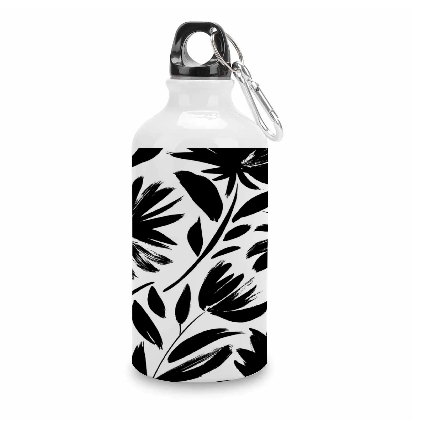 SKYSONIC 400ml Sport Aluminum Water Bottle,Black Aster Vector,Sport Multipack Leak Proof Easy Carry Travel Bottle with Twist Cap for Gym Hiking Camping Running Bike Outdoor