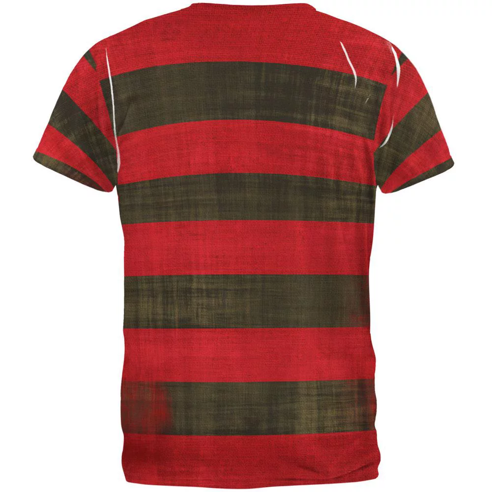 Halloween Striped and Bloody Nightmare Sweater All Over Adult T-Shirt - Small
