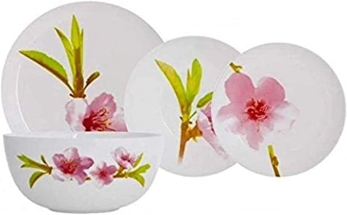 Luminarc E4905 alt Aprocal Water Color Collection 19 Pcs Dinnerware Set, Set for 6, White