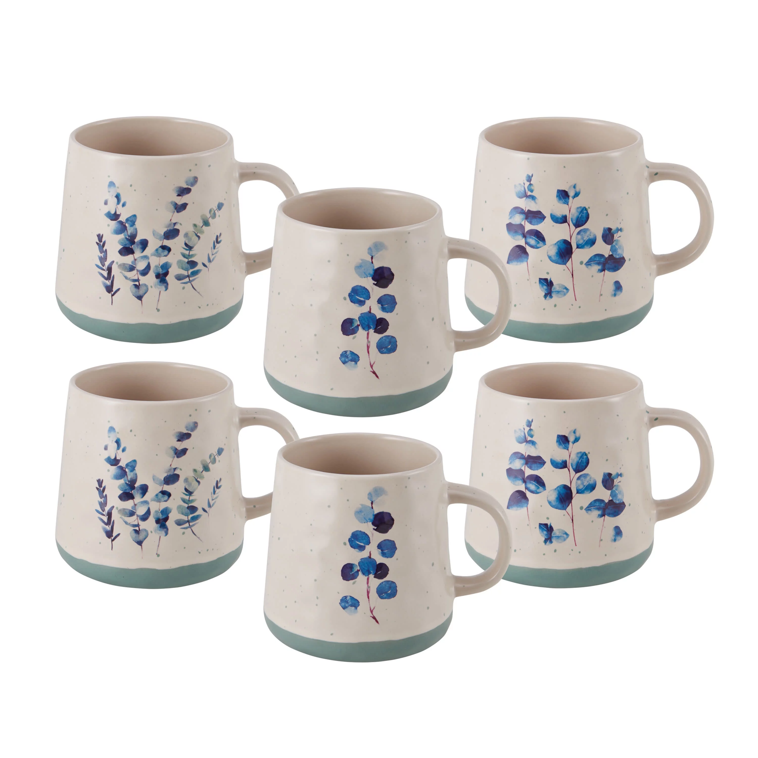 Pfaltzgraff® 18-Ounce Matte Floral Leaves Mug Stoneware Set of 6 in 3 Colorways